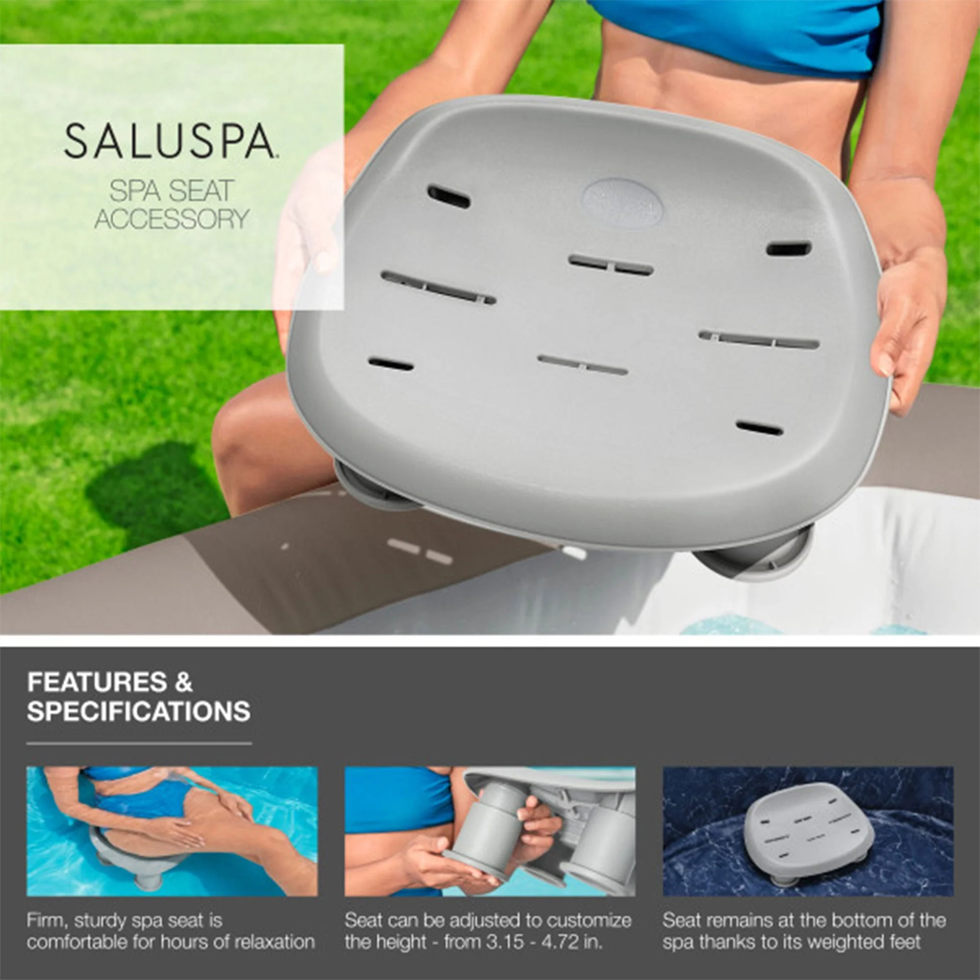 Bestway SaluSpa Santorini HydroJet Hot Tub w/Set of 8 SaluSpa Pool and Spa Seat - Image 7