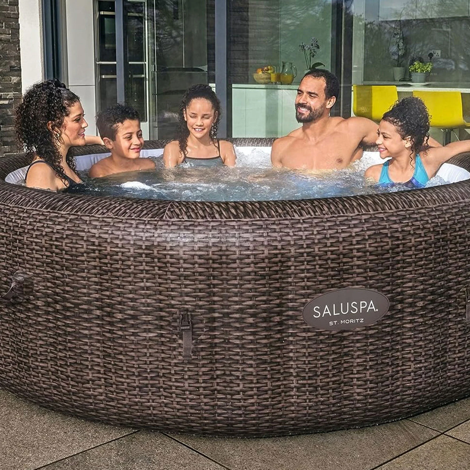 Bestway SaluSpa St Moritz AirJet Inflatable Hot Tub w/ EnergySense Cover, Brown - Image 9