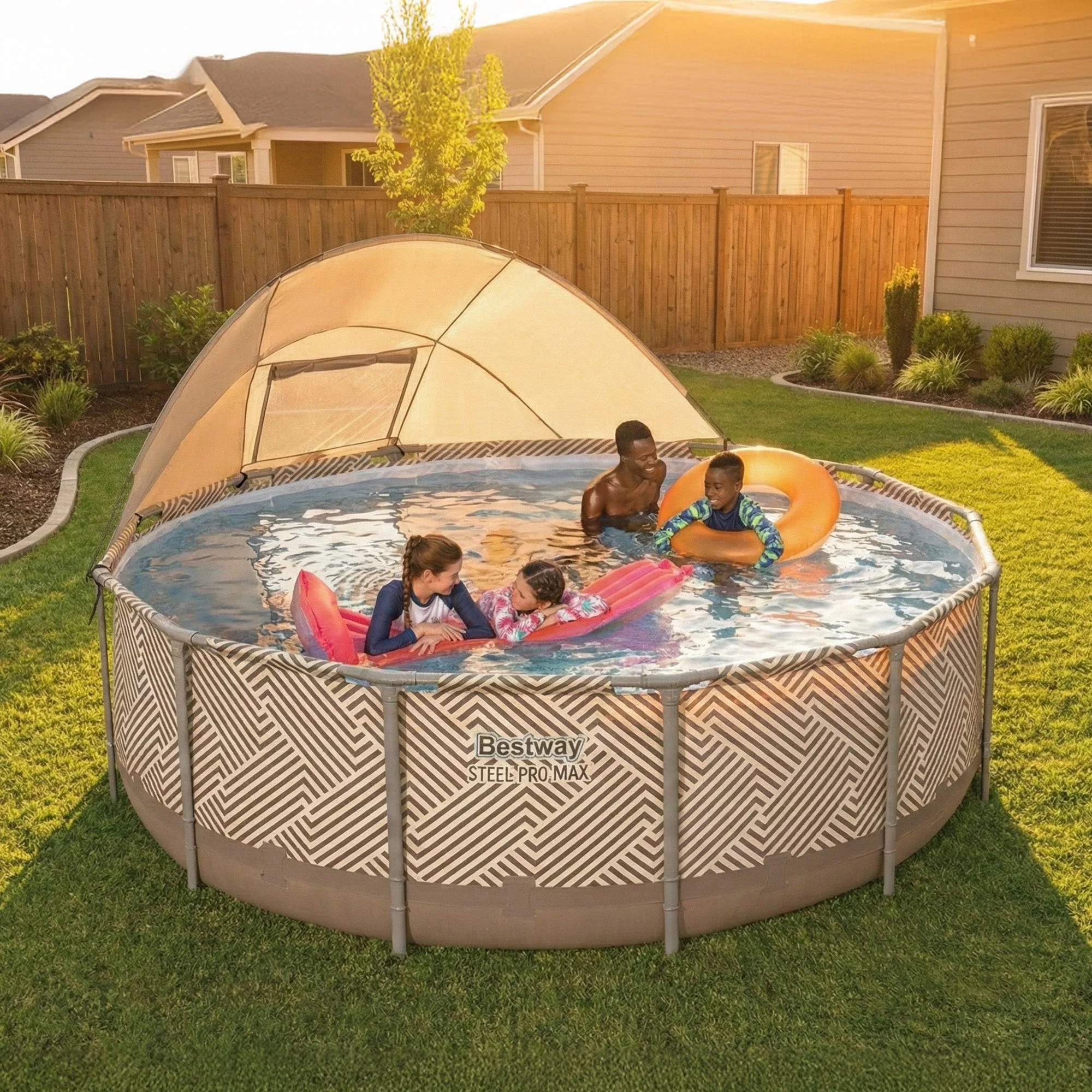 Bestway Steel Pro MAX 13' x 42" Round Above Ground Pool Set with Canopy & Ladder - Image 2