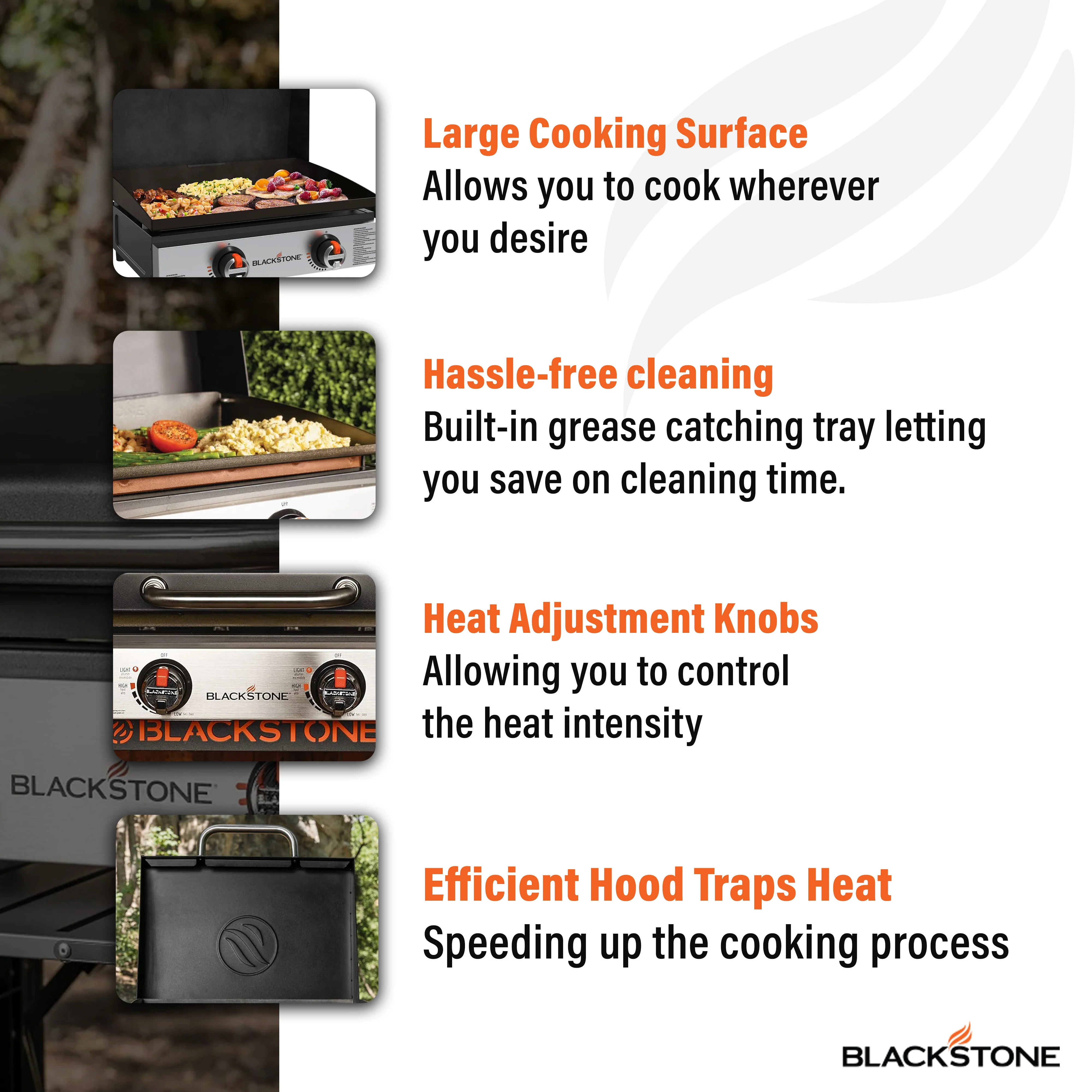 Blackstone Stainless Steel Propane Hood Portable Outdoor Griddle Grill, Black - Image 3