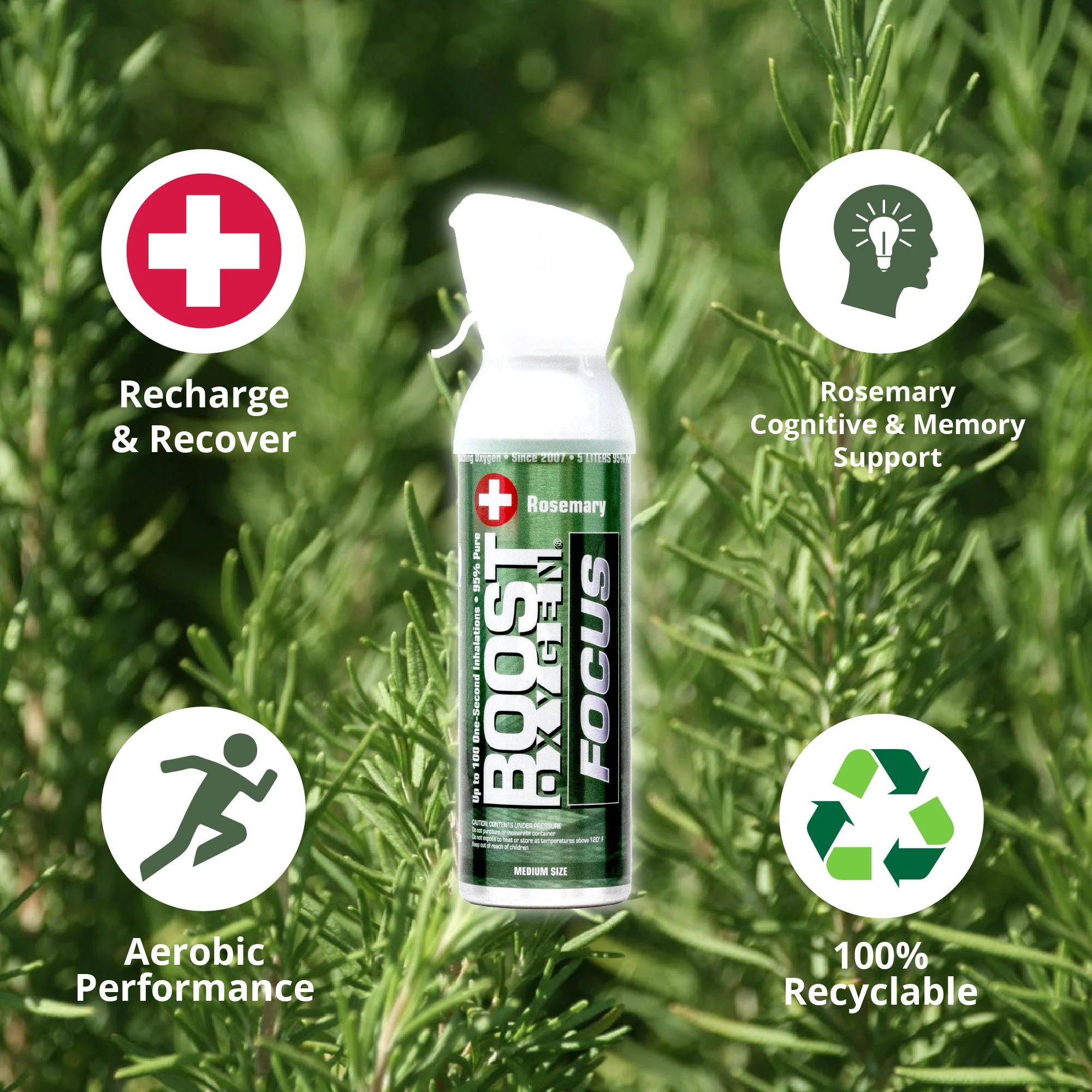 Boost Oxygen 5 L Think Tank Natural Portable Canned Oxygen, Rosemary (4 Pack) - Image 3