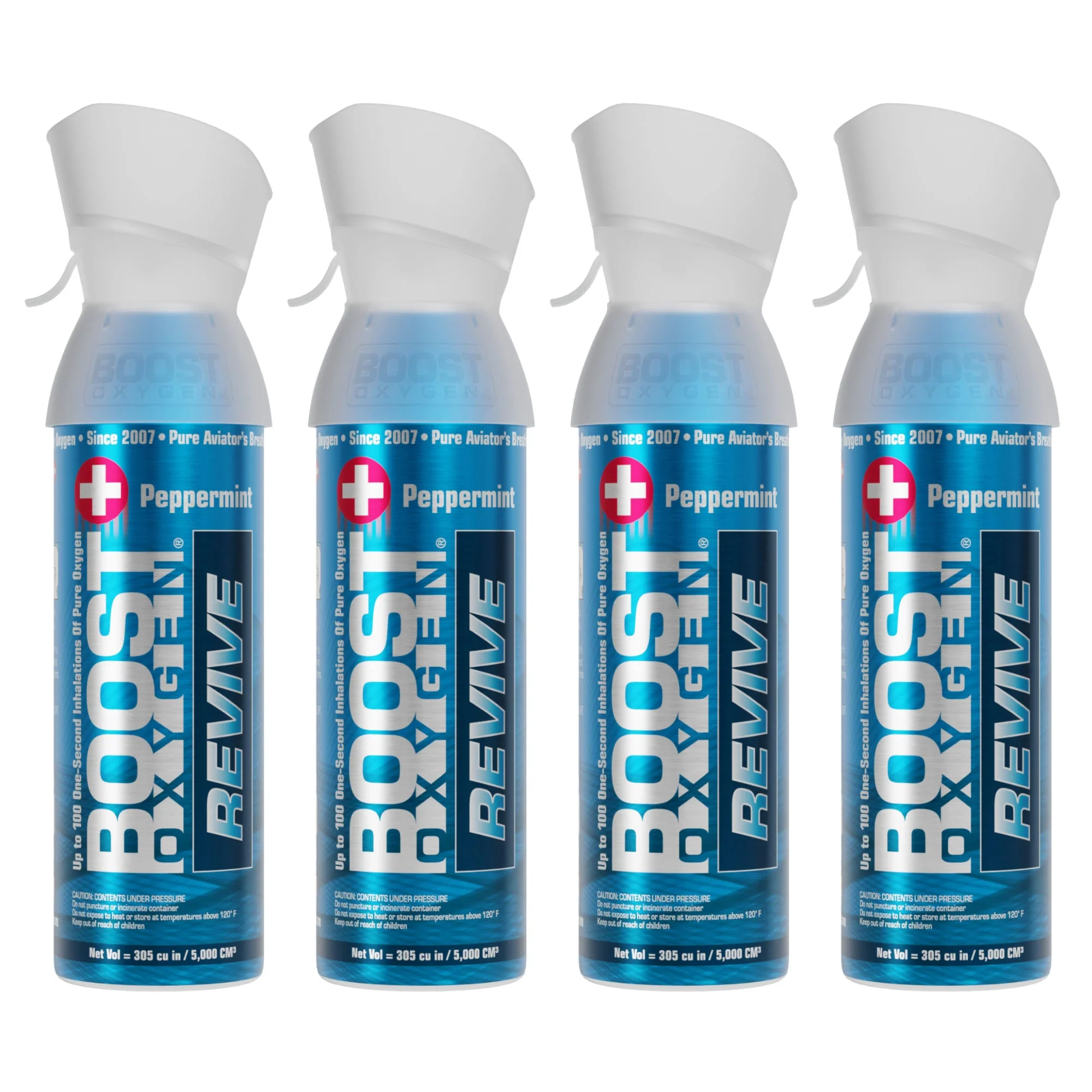 Boost Oxygen Natural Portable 5L Pure Canned Oxygen Canister Peppermint (4 Pack)