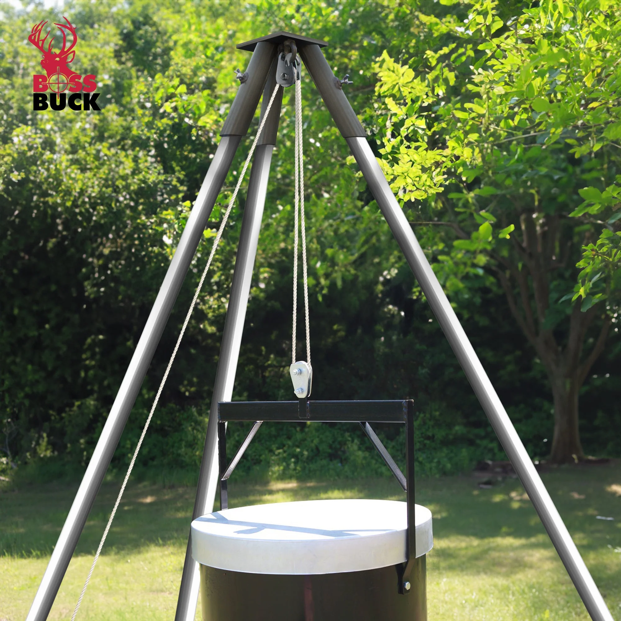 Boss Buck BB-1-TPH2 Steel Tripod Header with 1000 Pound Pulley System (2 Pack) - Image 4