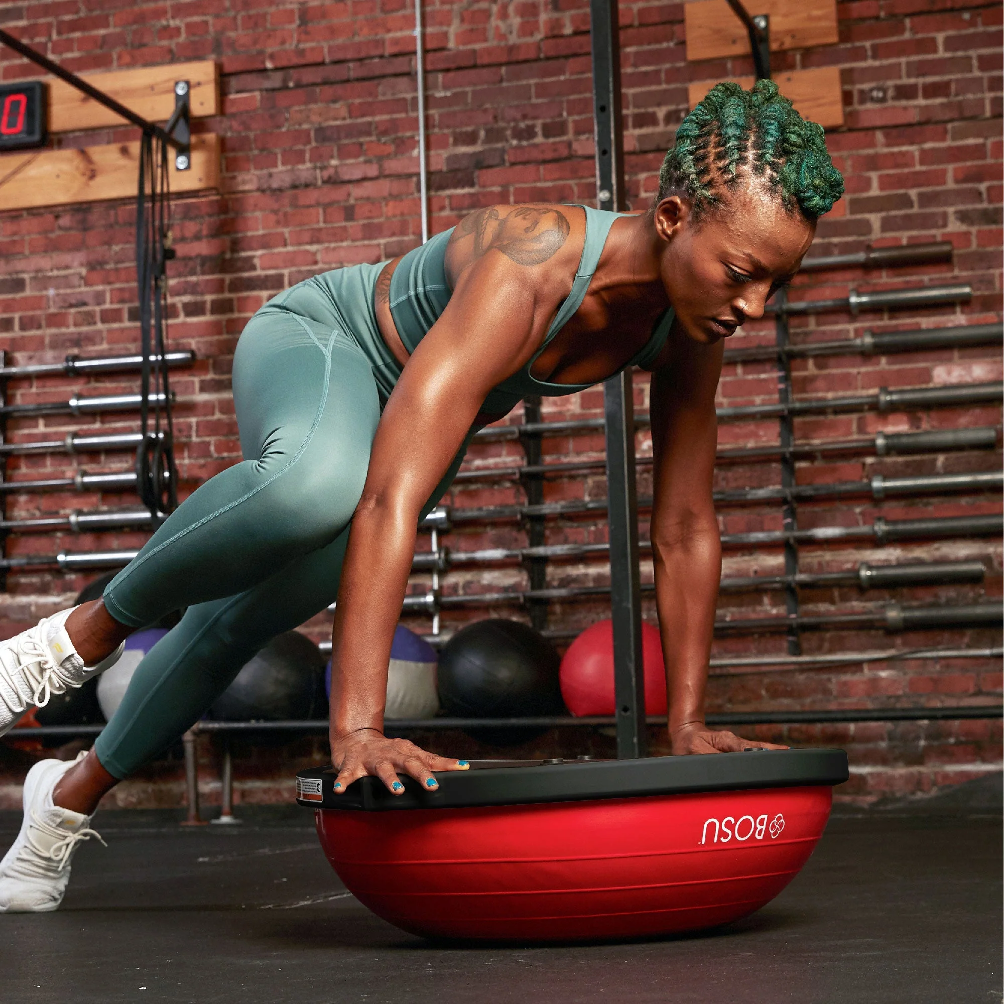 Bosu Multi Functional Home Gym 25" Original Balance Strength Trainer Ball, Lime - Image 4