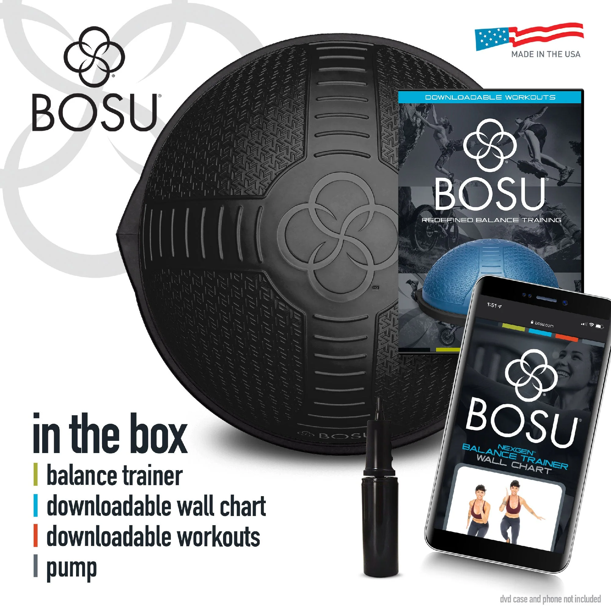 BOSU NexGen Home Fitness Exercise Gym Strength Flexibility Balance Trainer,Black - Image 2