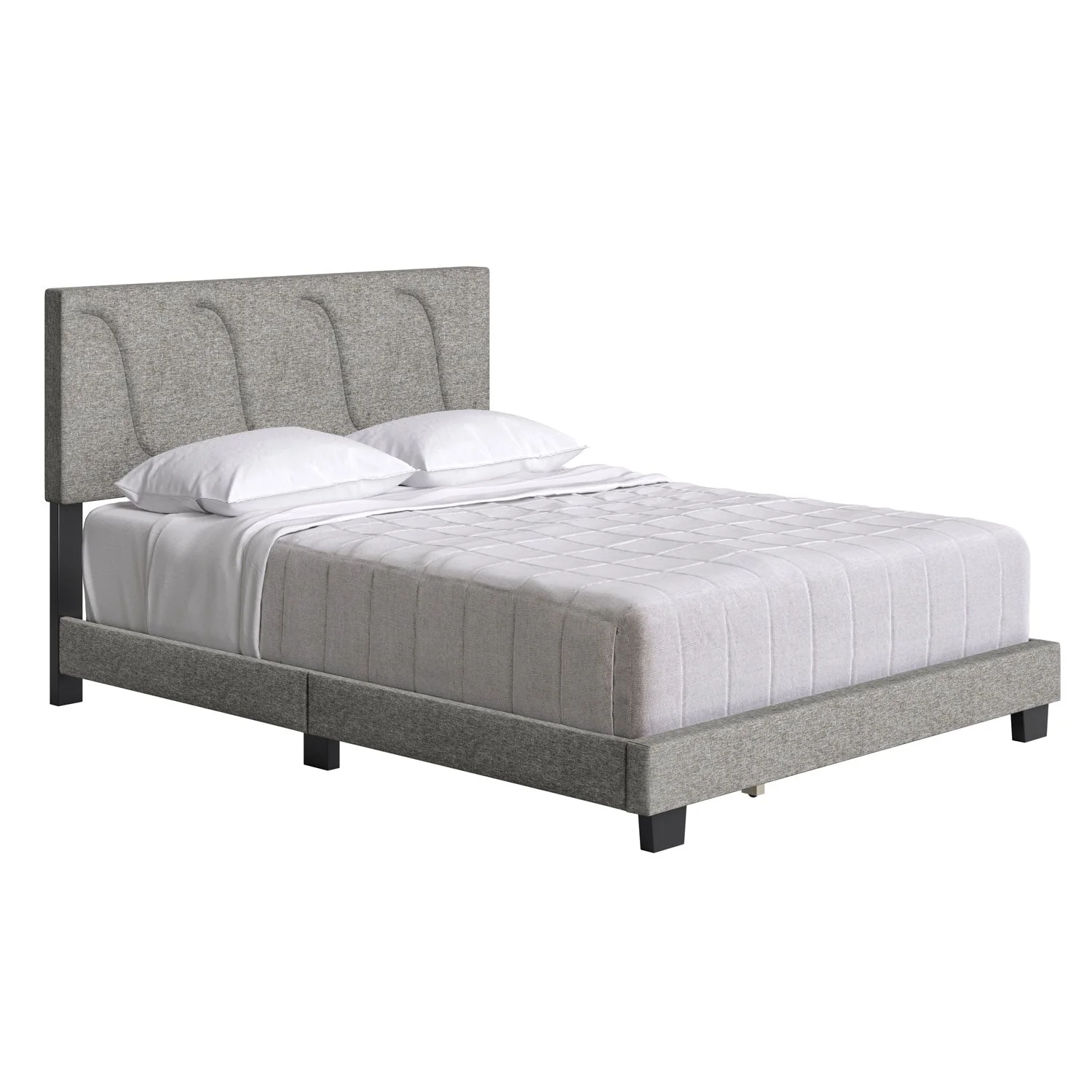 Boyd Sleep Aberdeen Linen Upholstered King Platform Bed Frame & Headboard, Grey - Image 3