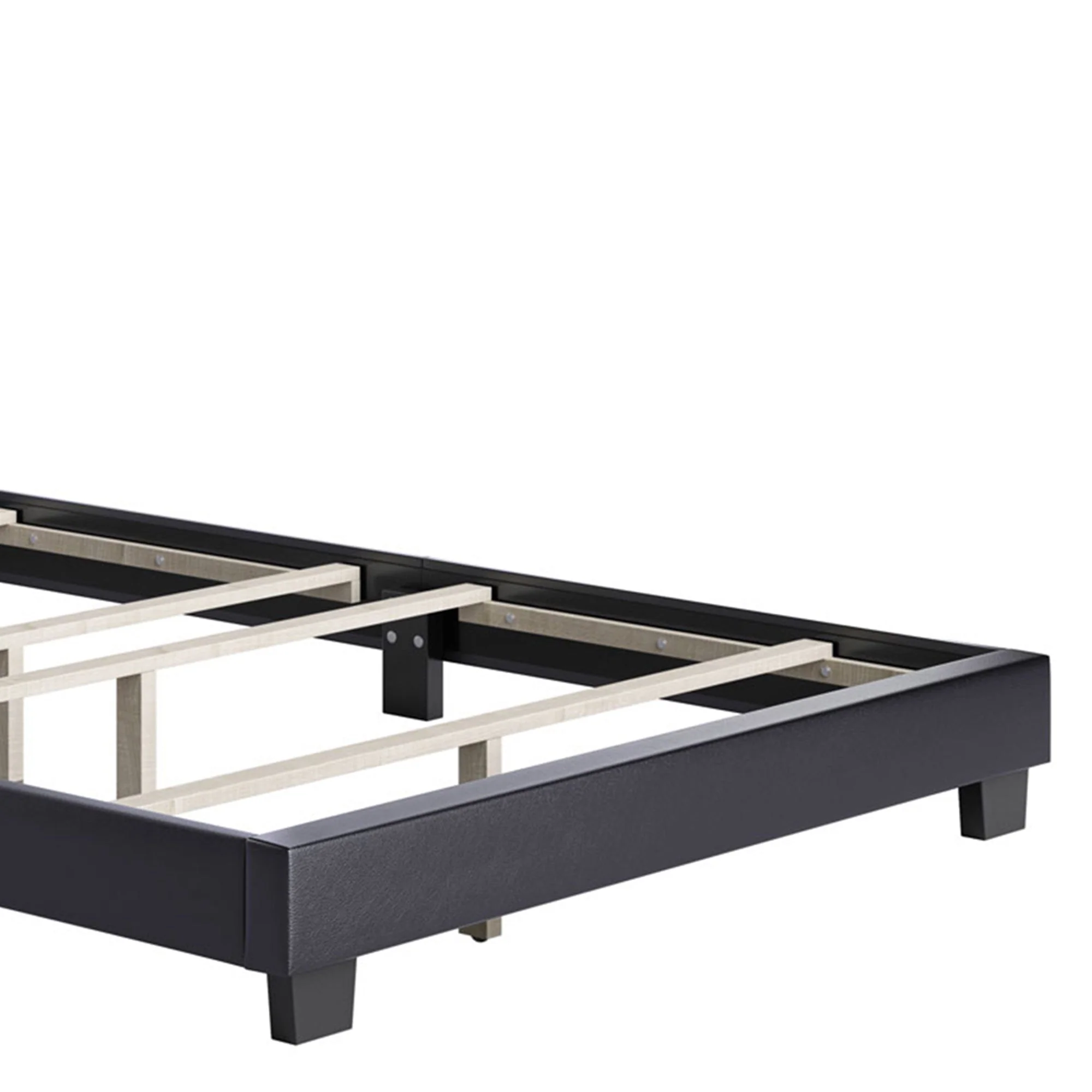 Boyd Sleep Brussels Faux Leather King Platform Bed Frame and Headboard, Black - Image 2