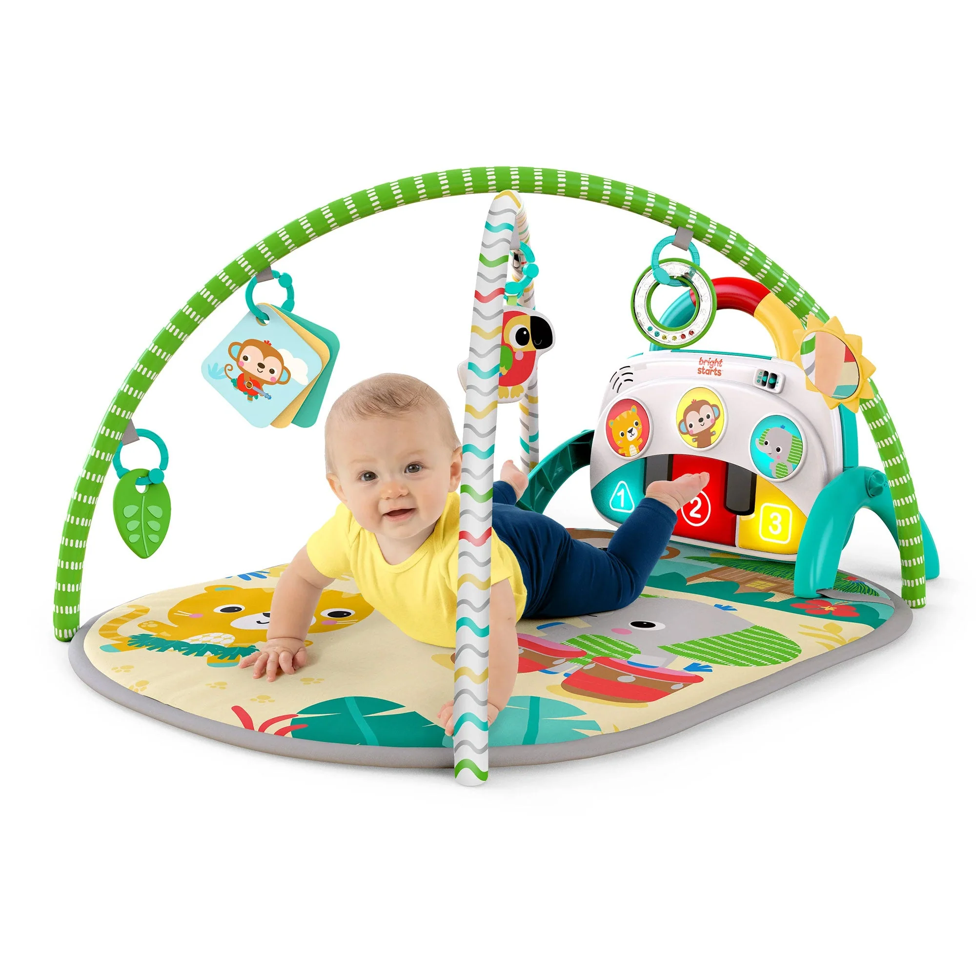 Bright Starts 4 in 1 Groovin Kicks Piano and Drum Baby Play Gym, Tropical Safari - Image 10