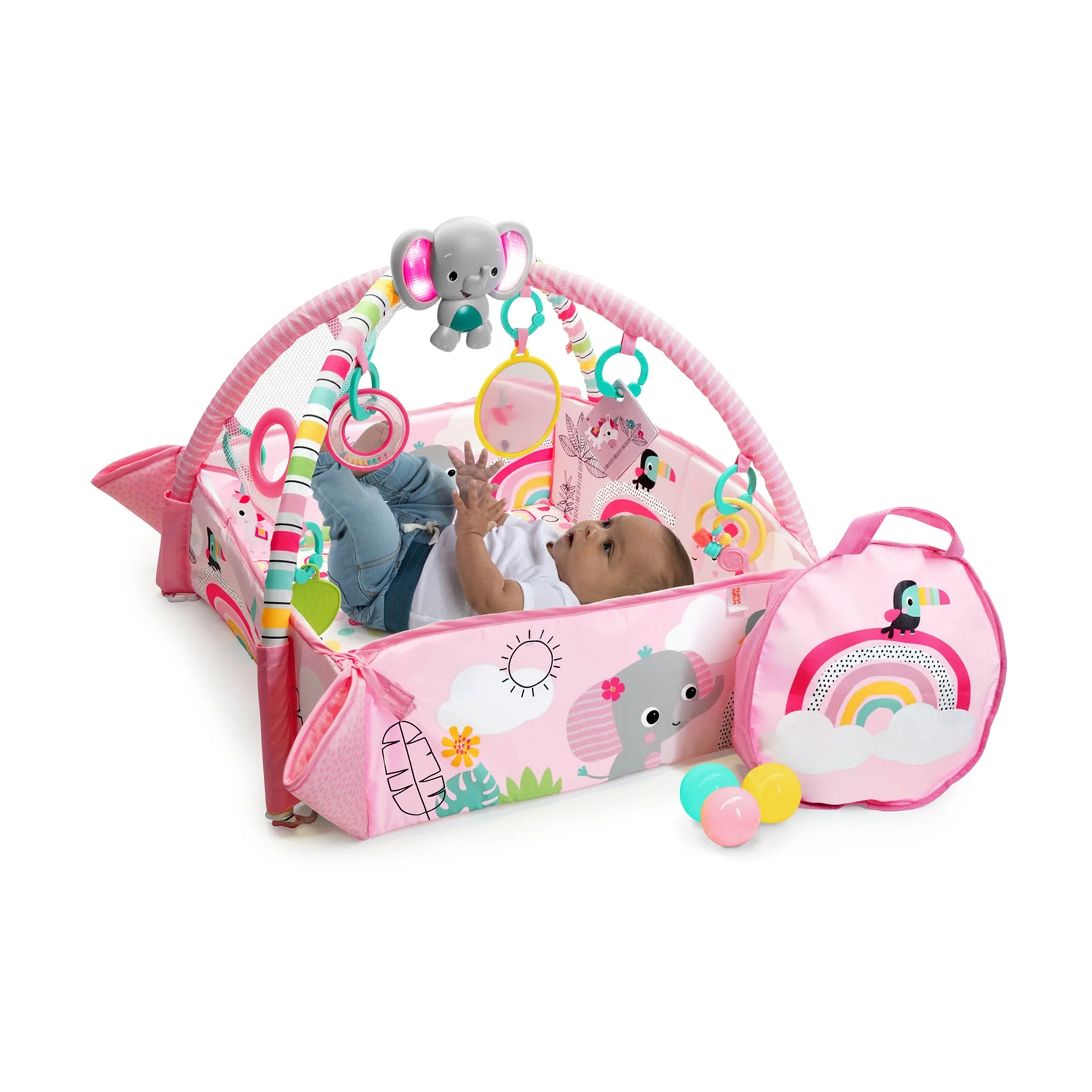 Bright Starts 5 in 1 Your Way Play Baby Activity Gym Ball Pit, Rainbow Tropics - Image 6