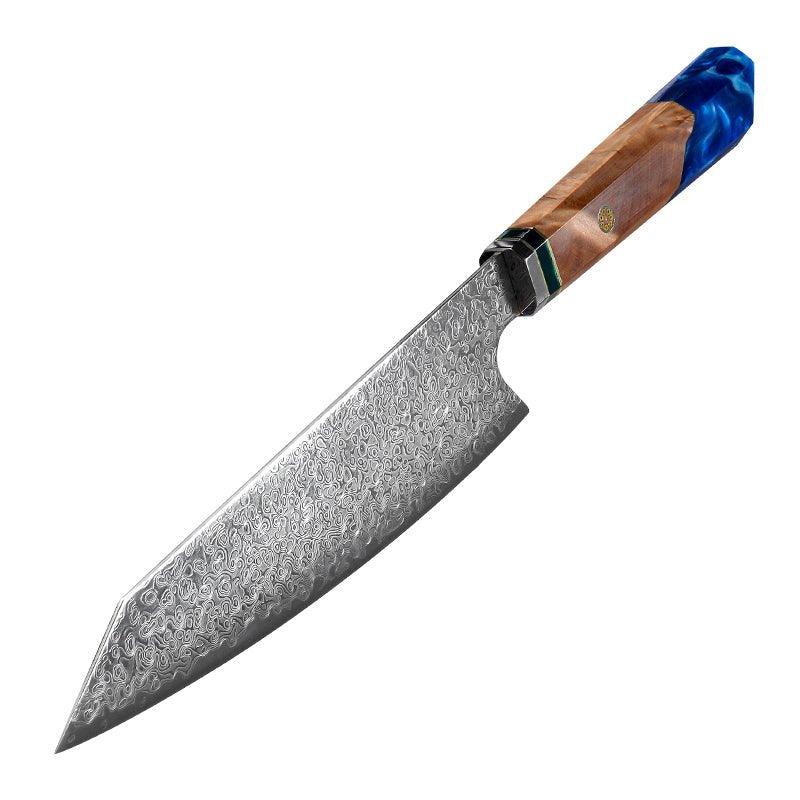 Brilliance Japanese VG10 Damascus 8-inch Chef's Knife with Exotic Olive Wood Handle & Sheath - Image 11