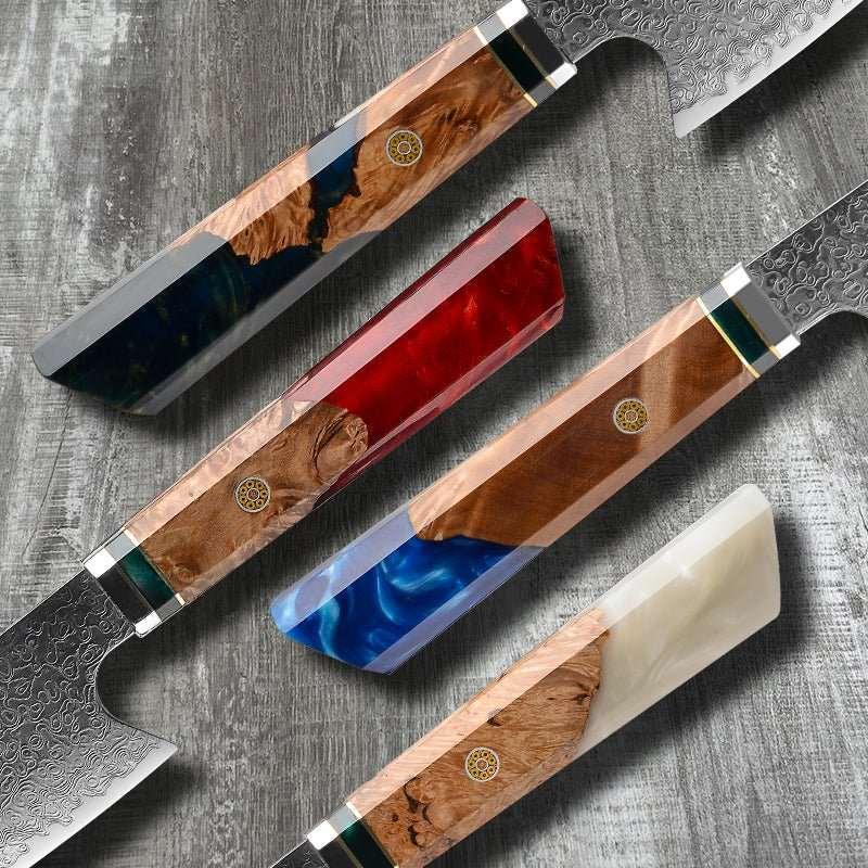 Brilliance Japanese VG10 Damascus 8-inch Chef's Knife with Exotic Olive Wood Handle & Sheath - Image 4