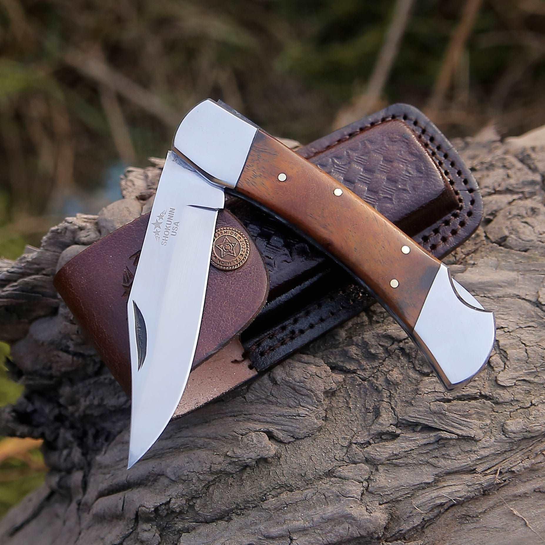 Raze Pocket Knife Engraved with Exotic Rose Wood Handle - Image 8