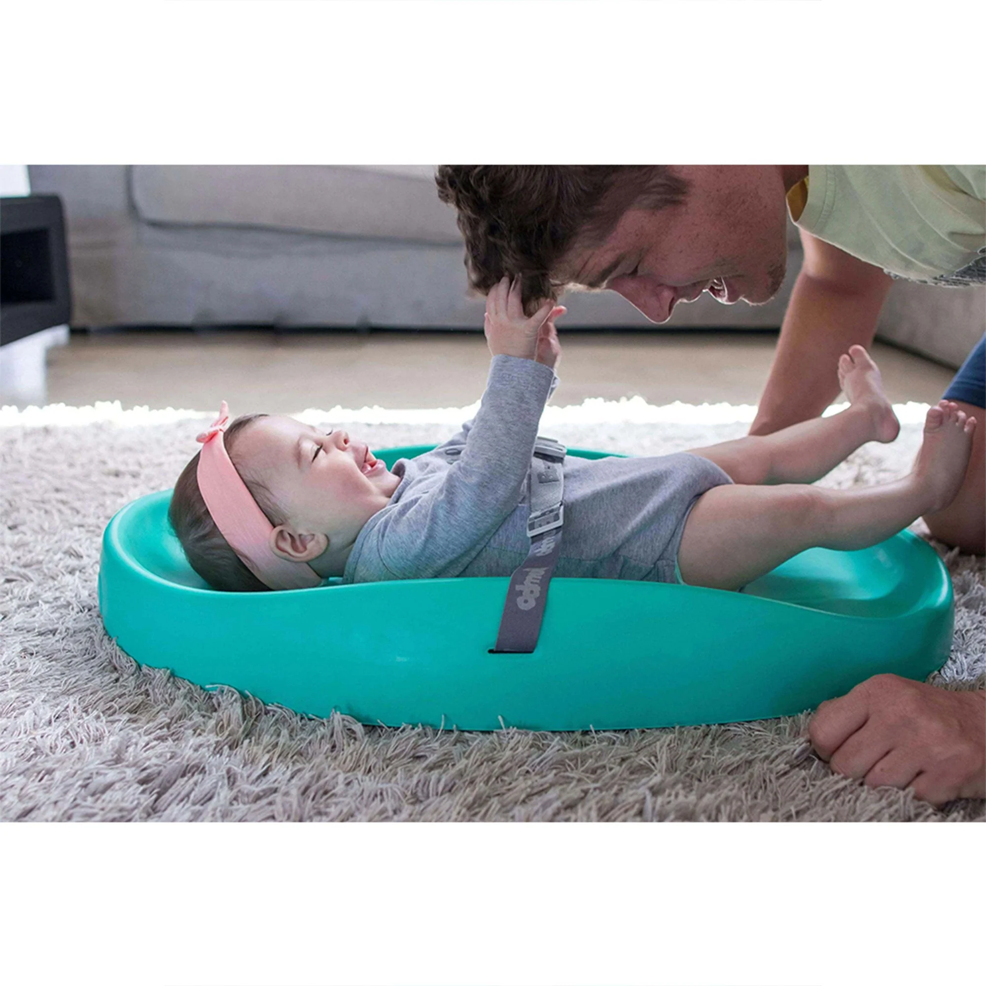 Bumbo Baby Infant Soft Foam Comfortable Changing Pad with Restrain Belt, Aqua - Image 4