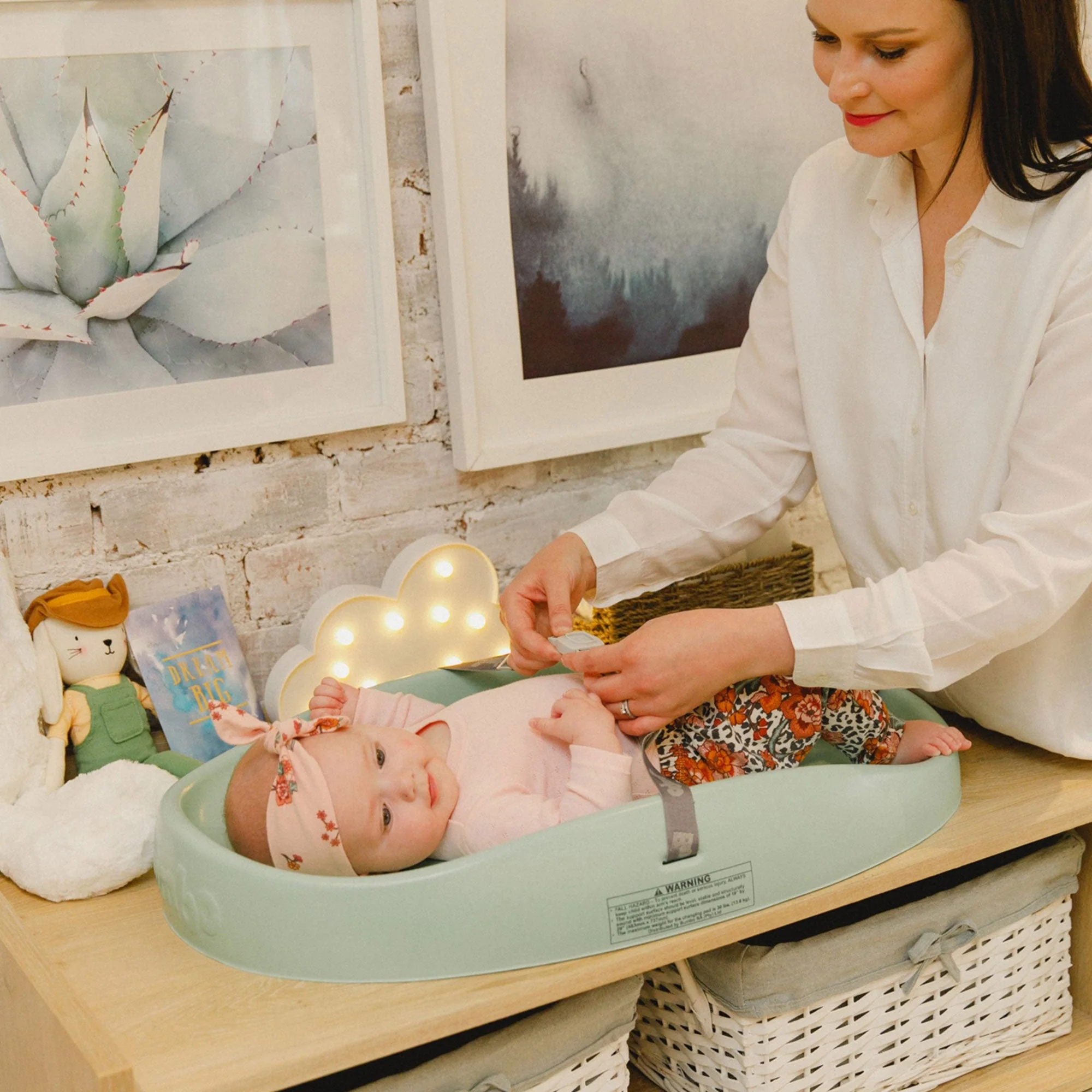 Bumbo Diaper Changing Pad, Baby Changing Mat with Safety Belt, 2 Pack, Hemlock - Image 4