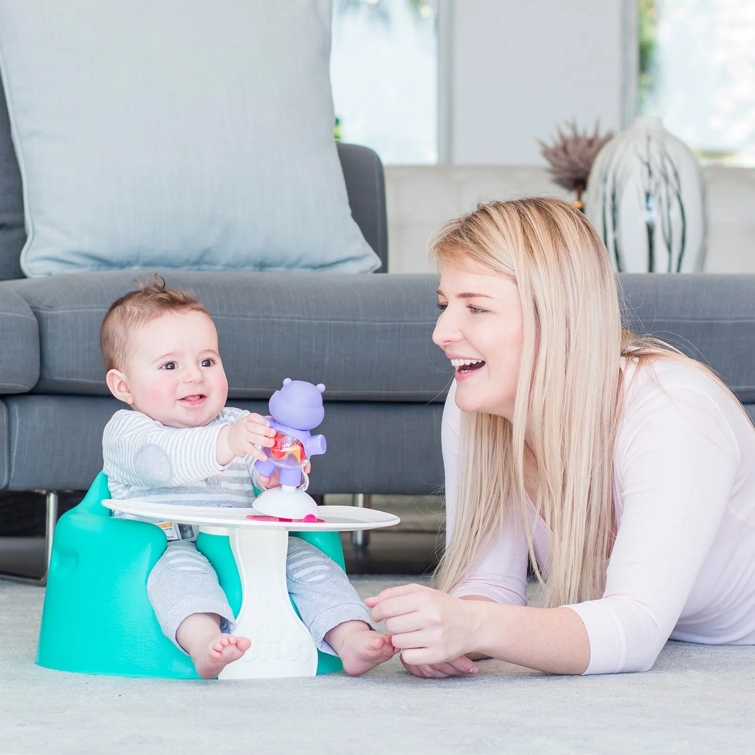 Bumbo Infant Floor Seat Baby Sit Up Chair with Adjustable Safety Harness, Aqua - Image 6