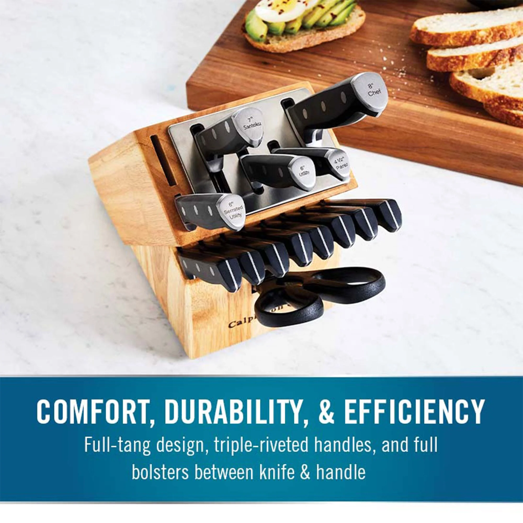 Calphalon Classic 15 Piece Kitchen Knife Cutlery Set with Self Sharpening Block - Image 4