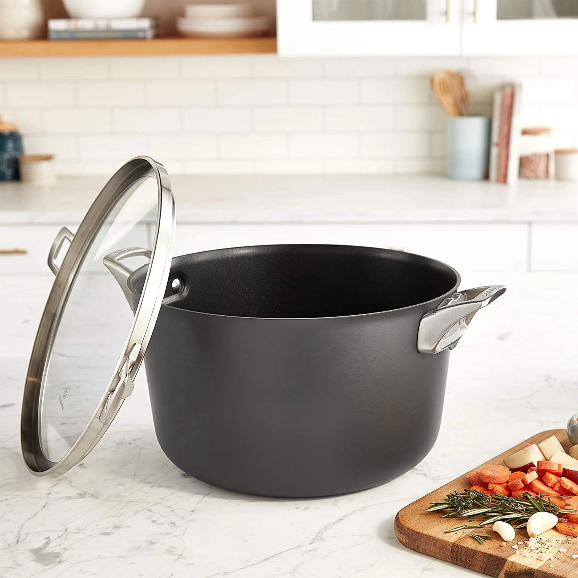 Calphalon Premier Hard Anodized Nonstick 12 Quart Stock Pot w/ Glass Lid, Black - Image 11