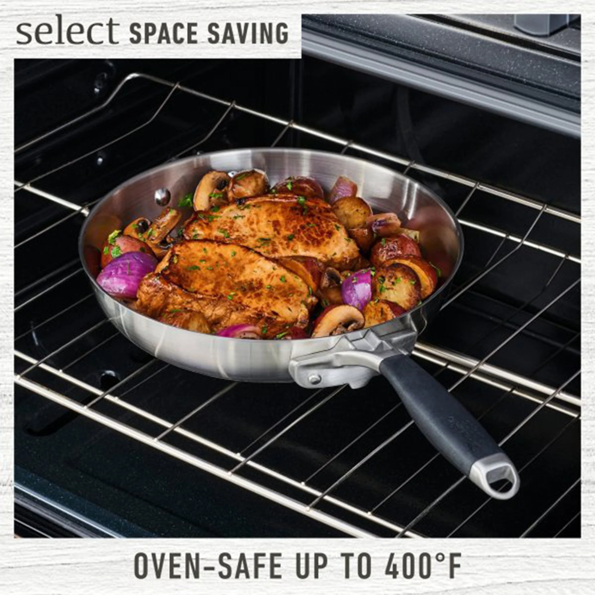 Calphalon Select 10pc Space Saving Dishwasher Safe Stainless Steel Cookware Set - Image 8