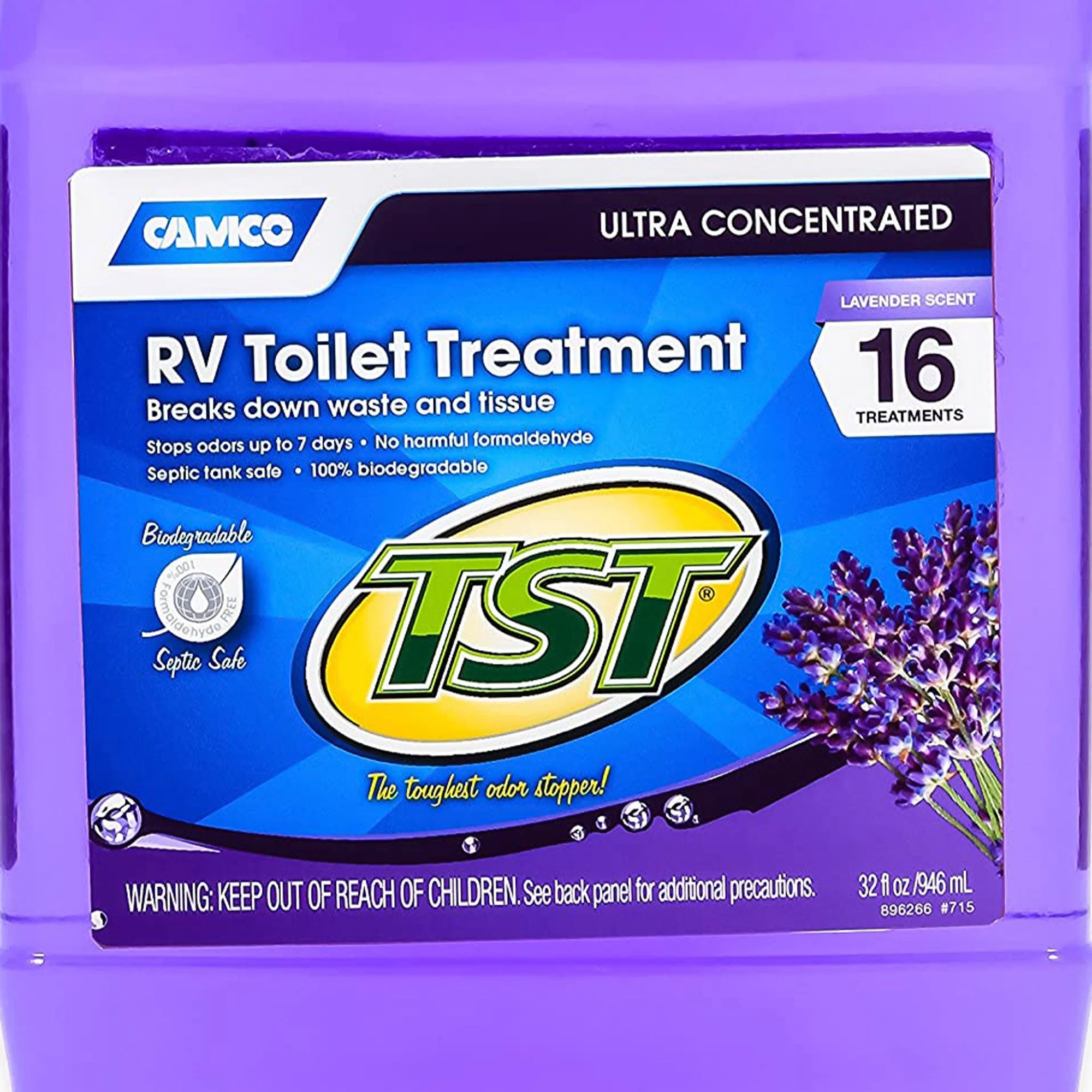 Camco TST MAX 32 oz Ultra Concentrated RV Toilet Waste Odor Treatment, Lavender - Image 3