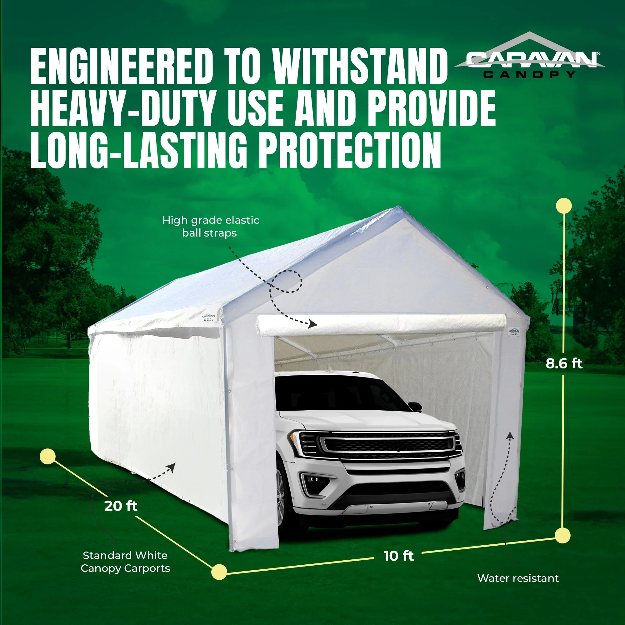 Caravan Canopy Domain Car Port Tent Sidewalls w/ Straps, White (Sidewalls Only) - Image 3