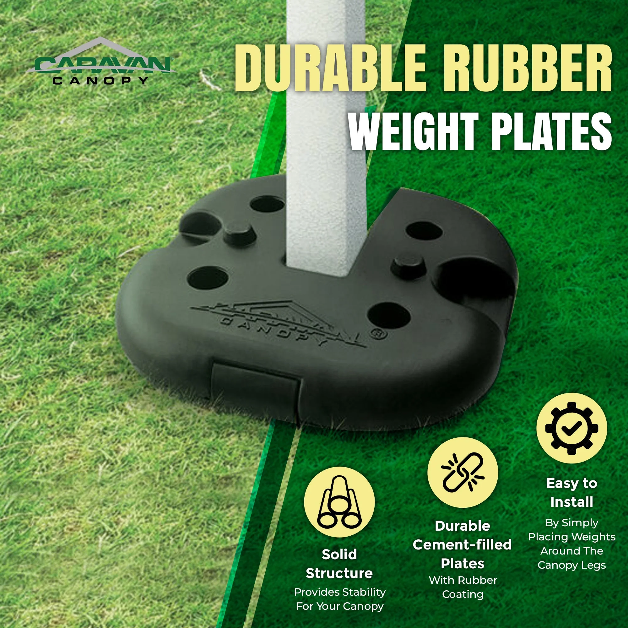 Caravan Canopy Durable Rubber 6 Pound Cement Canopy Weight Plates, Set of 4 - Image 2