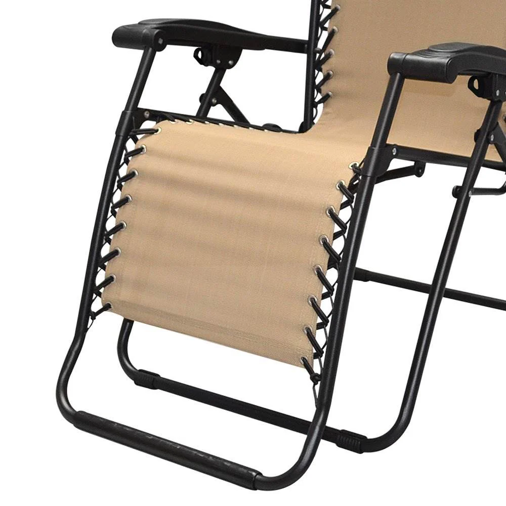 Caravan Canopy Infinity Zero Gravity Steel Frame Patio Deck Chair, Beige (Pair) - Image 7