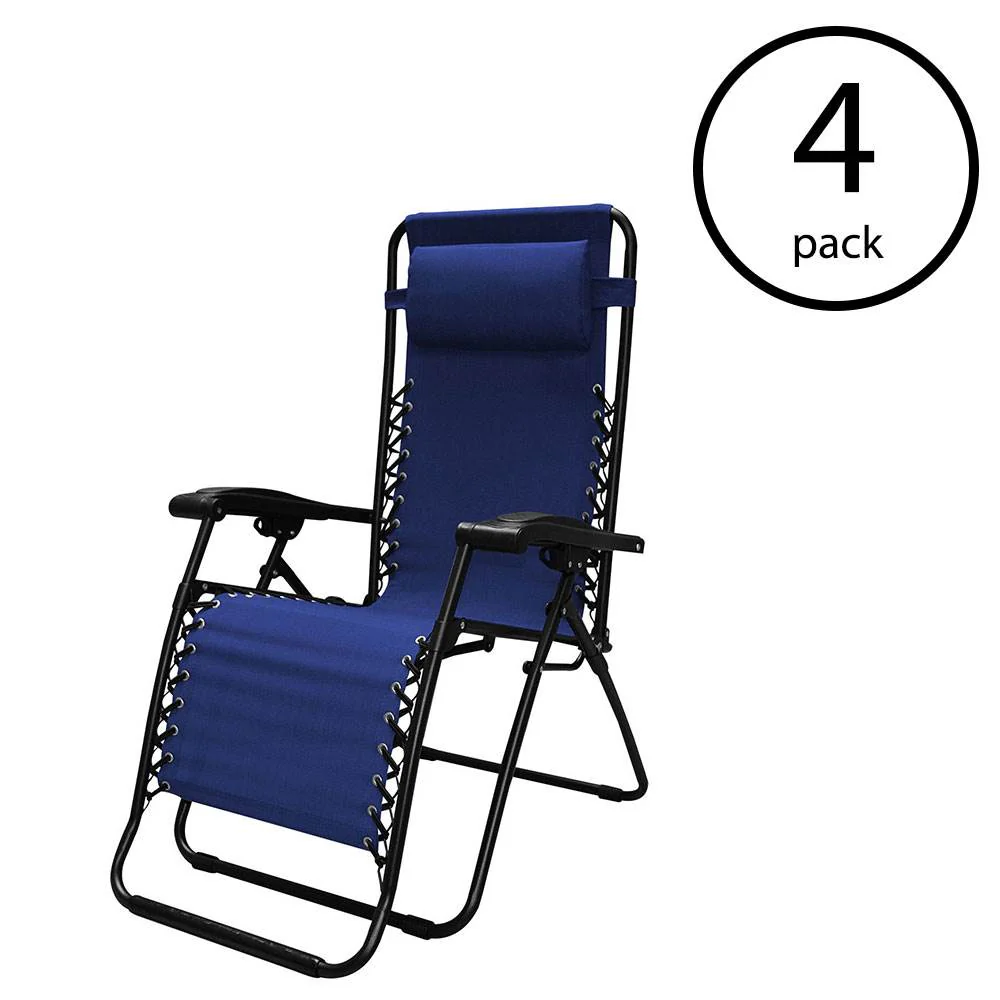 Caravan Canopy Infinity Zero Gravity Steel Frame Patio Deck Chair, Blue (4 Pack) - Image 3