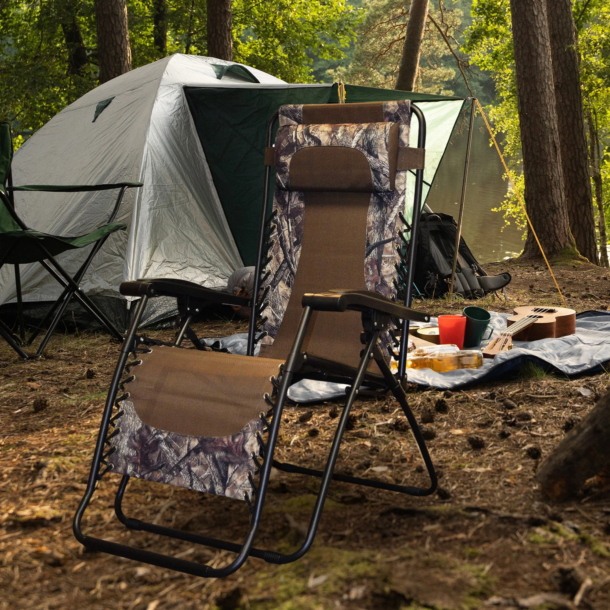 Caravan Canopy Infinity Zero Gravity Steel Frame Patio Deck Chair, Camouflage - Image 5