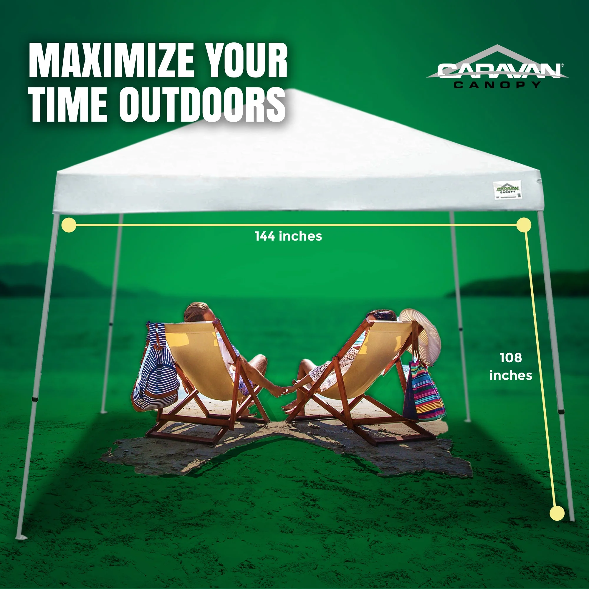 Caravan Canopy V Series 12 by 12 Foot Outdoor Shade Instant Canopy Kit, White - Image 3