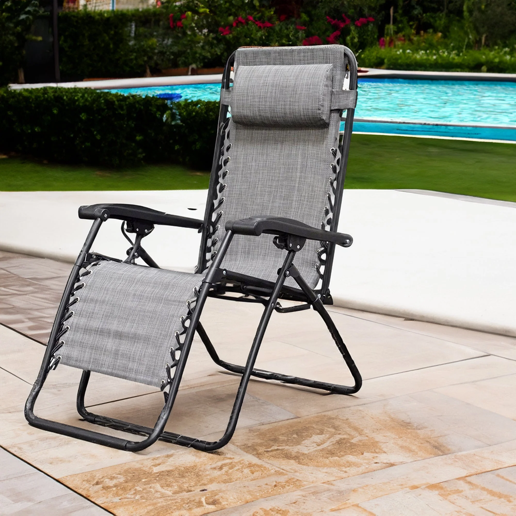 Caravan Sports Zero Gravity Outdoor Folding Camping Patio Lounge Chair, Gray - Image 4