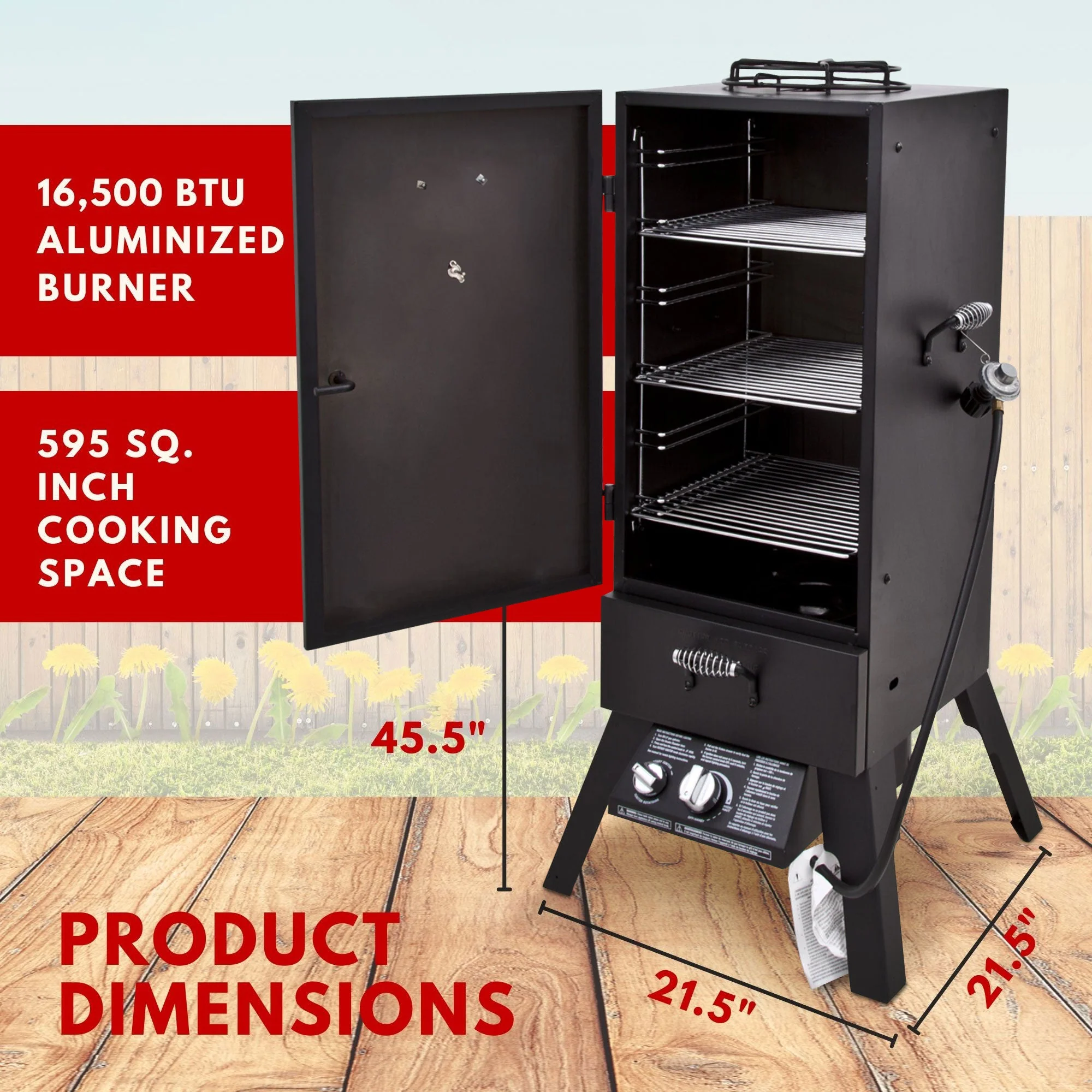 Char-Broil Vertical 45 Inch Liquid Propane Outdoor Steel Grill Gas Smoker, Black - Image 3