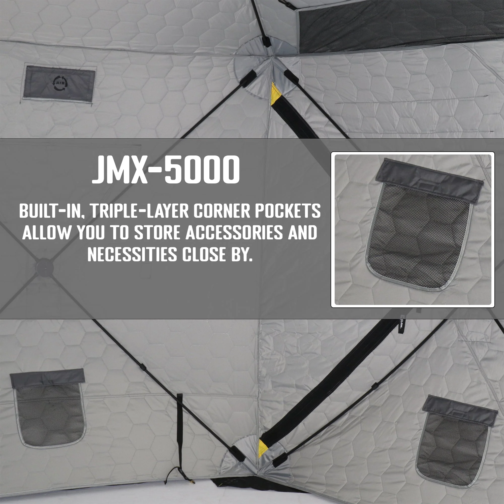 CLAM Jason Mitchell X5000 Portable 9 Ft 6 Person Ice Fishing Thermal Hub Shelter - Image 4