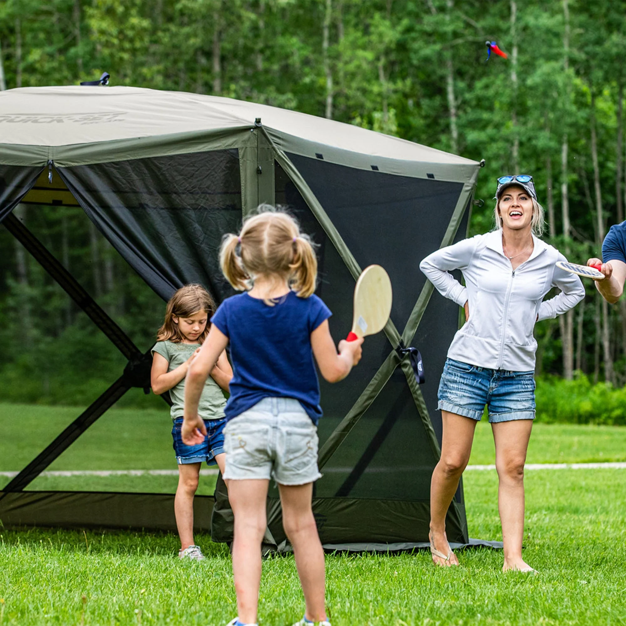 CLAM Quick-Set Escape 11.5 x 11.5 Ft Portable Outdoor Canopy Shelter, Green/Tan - Image 7