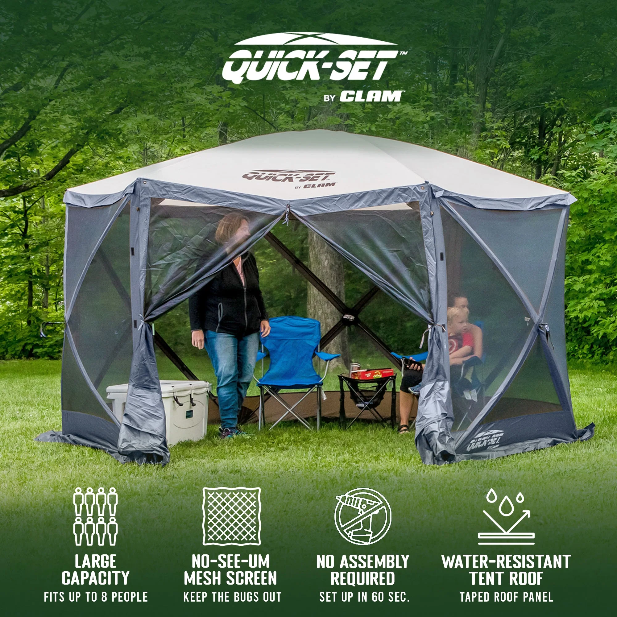 CLAM Quick Set Escape Canopy, Blue + Clam Quick Set Screen Hub, Blue (2 Pack) - Image 2