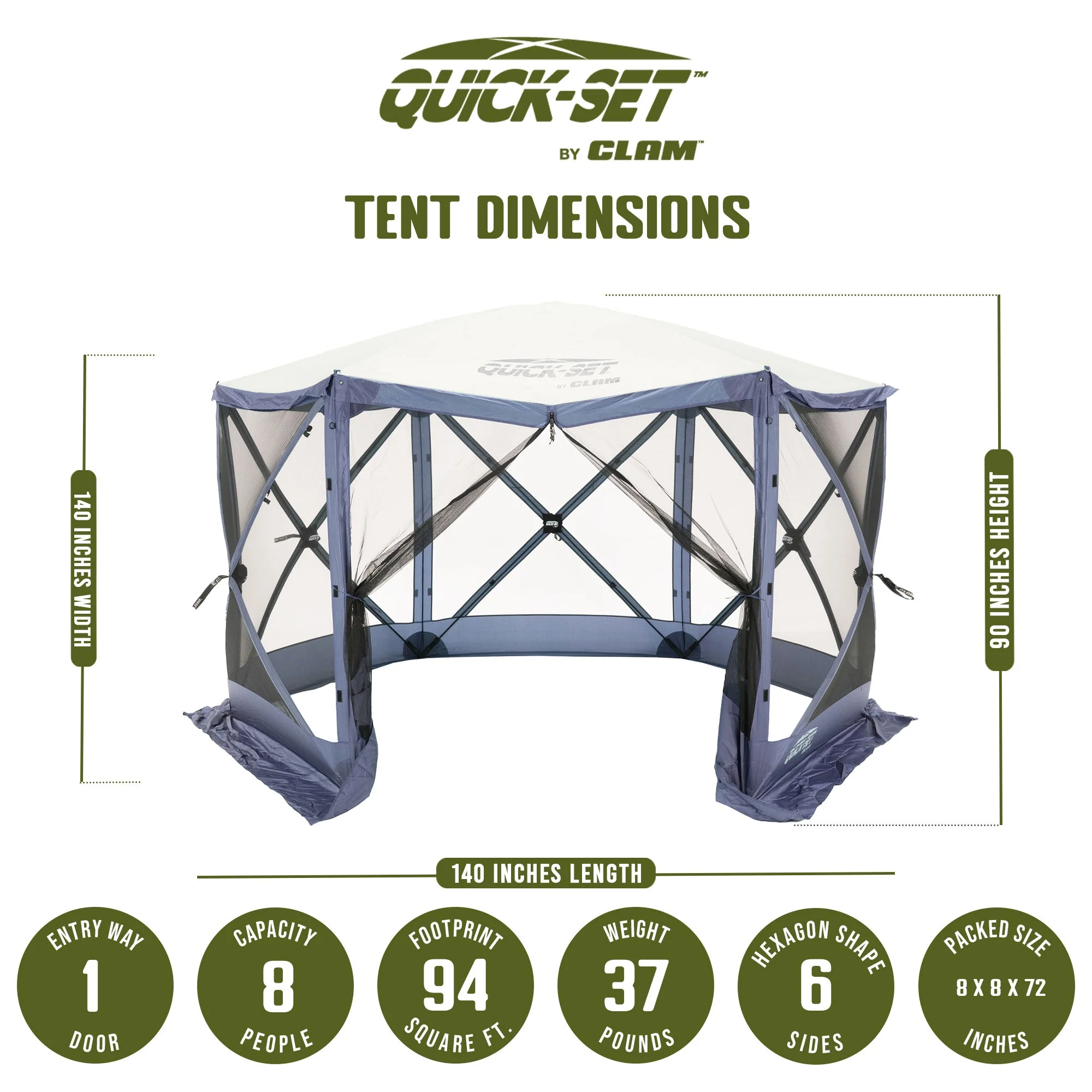 CLAM Quick Set Escape Canopy, Blue + Clam Quick Set Screen Hub, Blue (2 Pack) - Image 4