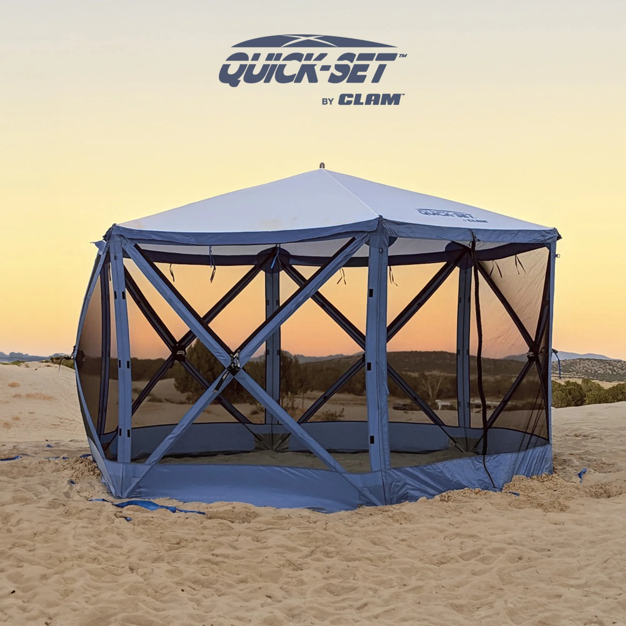 CLAM Quick Set Escape Canopy, Blue + Clam Quick Set Screen Hub, Blue (2 Pack) - Image 7