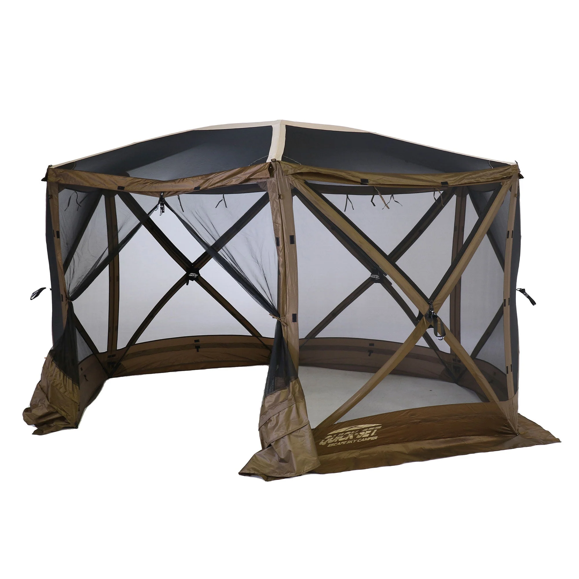 CLAM Quick-Set Escape Sky Camper 11.5 Ft Portable Outdoor Canopy Shelter, Brown - Image 6