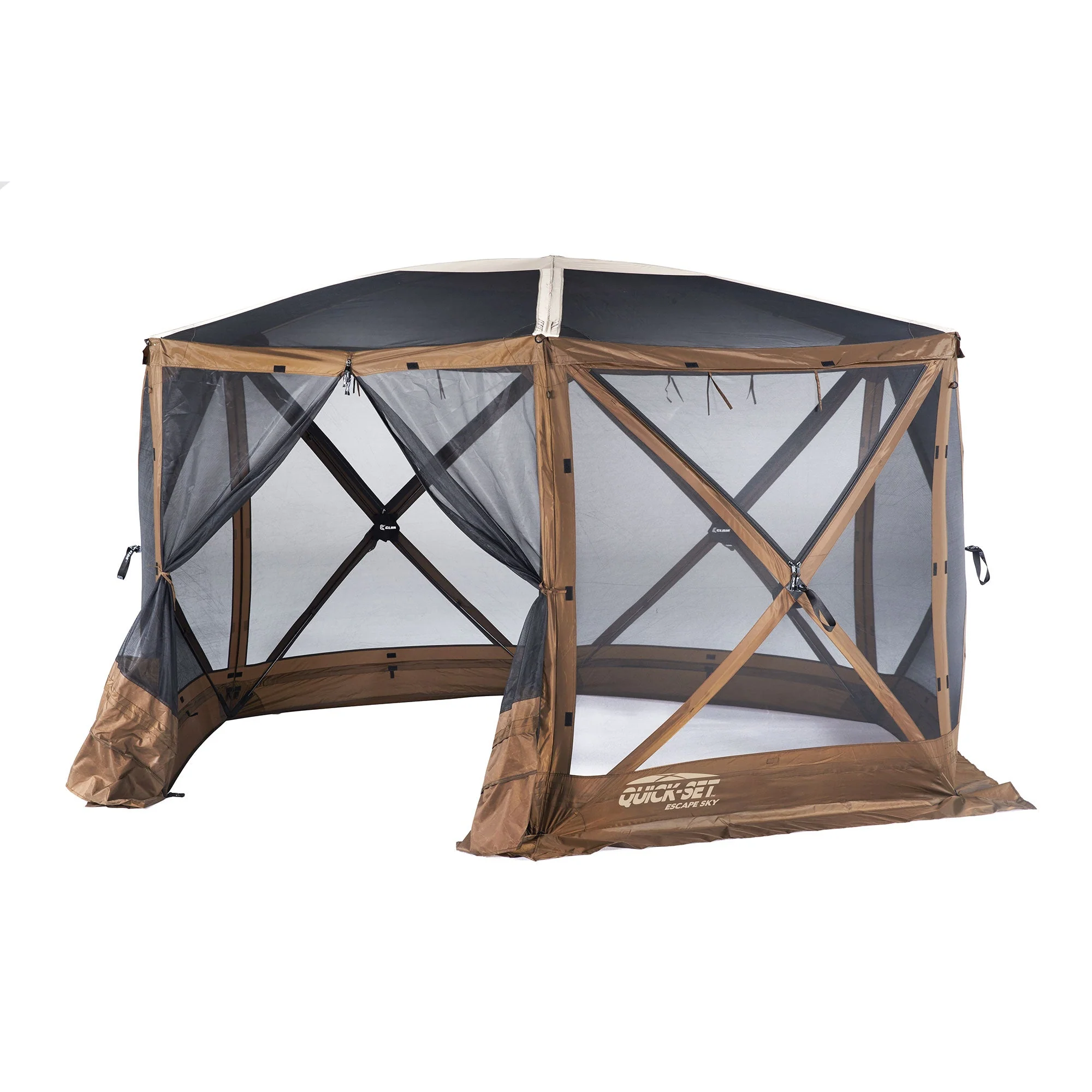 CLAM Quick-Set Escape Sky Camper 11.5 Ft Portable Outdoor Canopy Shelter, Brown - Image 9