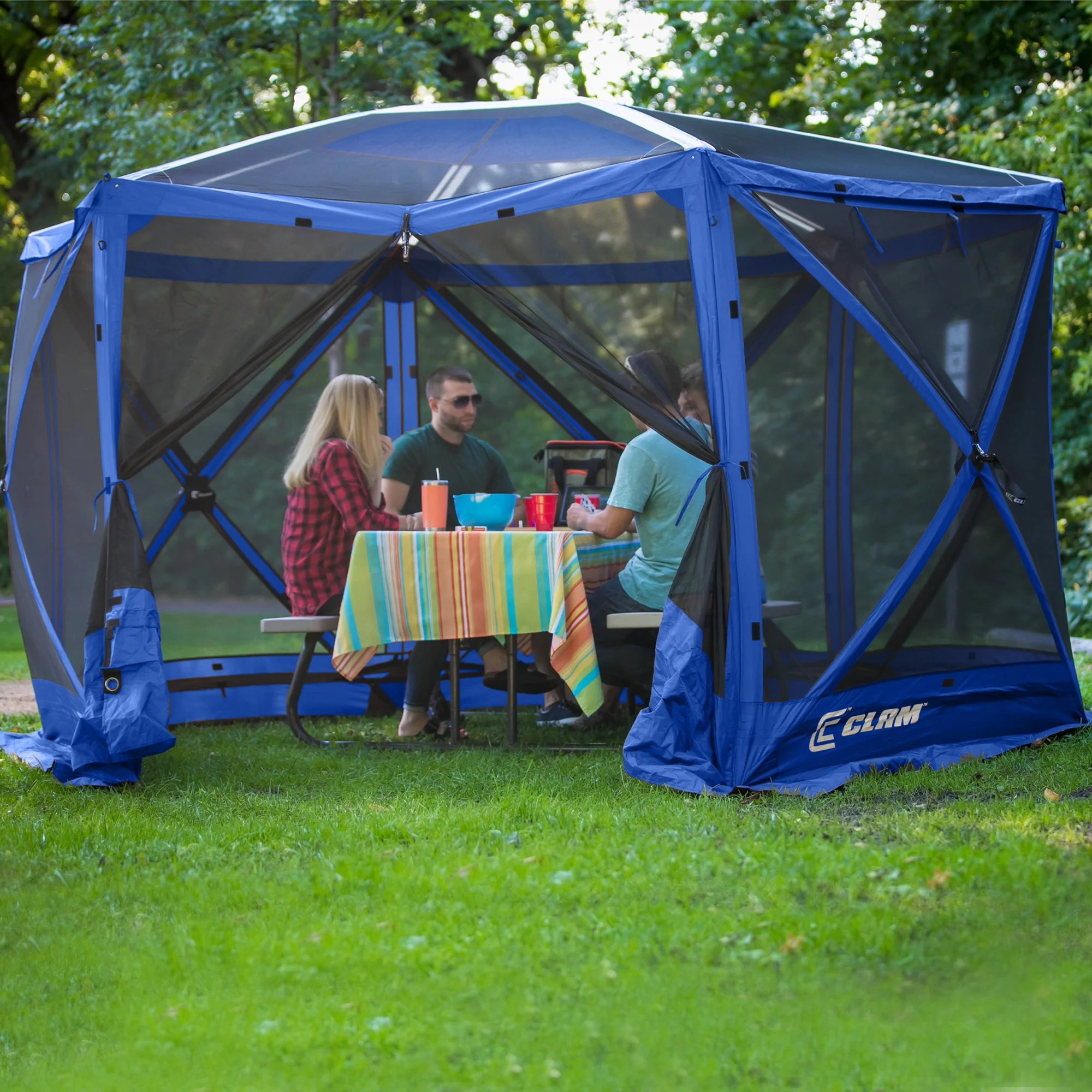 CLAM Quick-Set Escape Sport 11.5 x 11.5 Ft Tailgating Canopy Shelter Tent, Blue - Image 5
