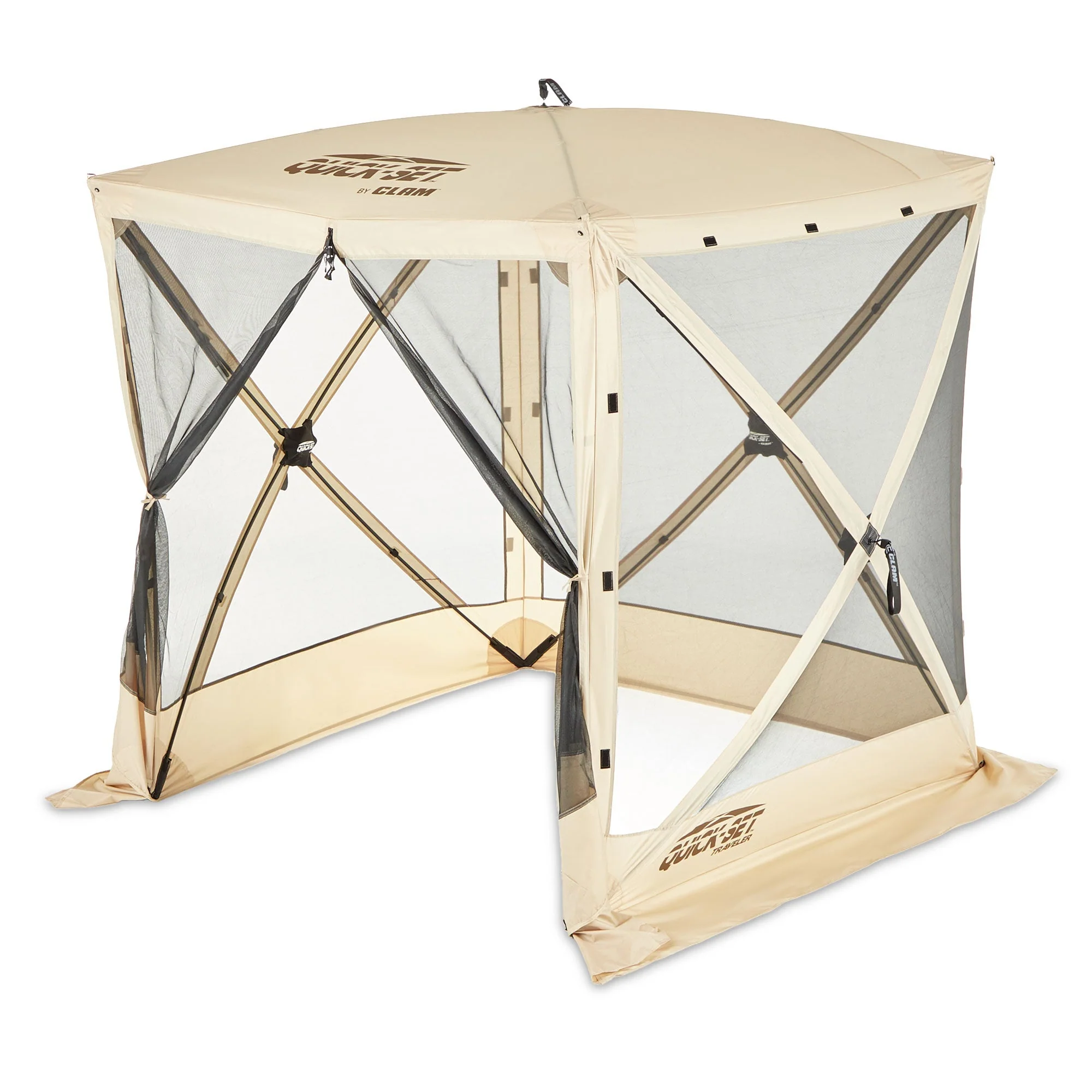 CLAM Quick-Set Traveler 6 x 6 Ft Portable Outdoor 4 Sided Canopy Shelter, Tan - Image 9