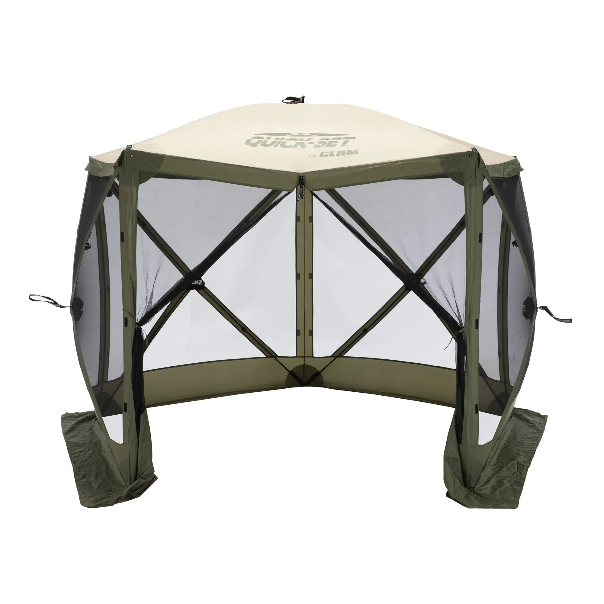 CLAM Quick-Set Venture 9x9 Ft Portable Outdoor Camping Canopy Shelter, Green/Tan - Image 5