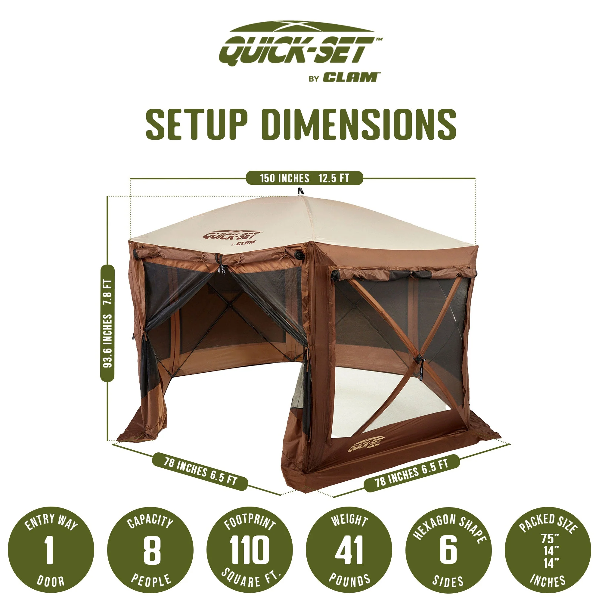 CLAM Quickset Pavilion 12.5' Portable Outdoor Gazebo Canopy Tent with Floor Tarp - Image 2