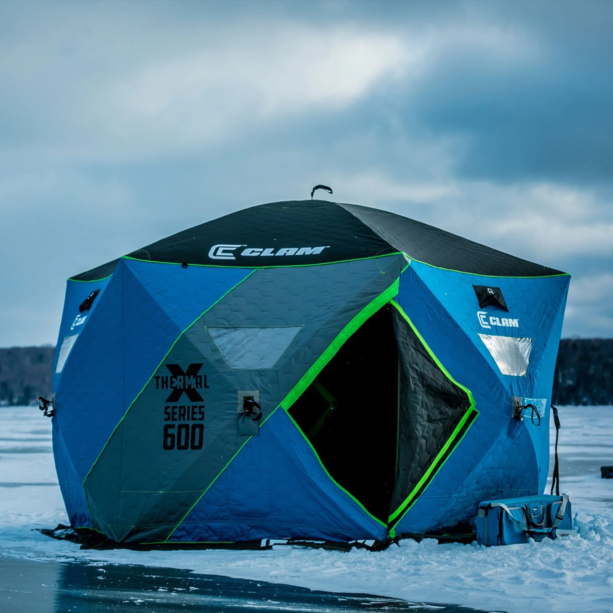 CLAM X-600 Portable 11.5 Ft 7 Person Pop Up Ice Fishing Thermal Hub Shelter Tent - Image 12