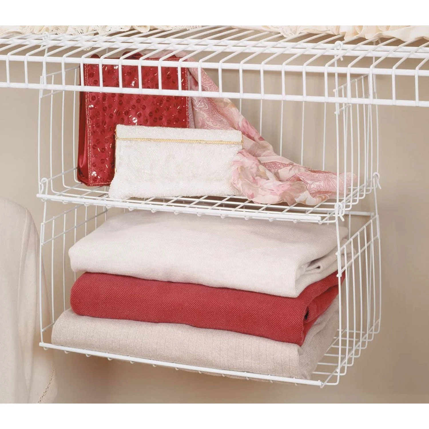 ClosetMaid 17 Inch Wide Hanging Basket for Wire Shelving Closet Organizer, White - Image 4