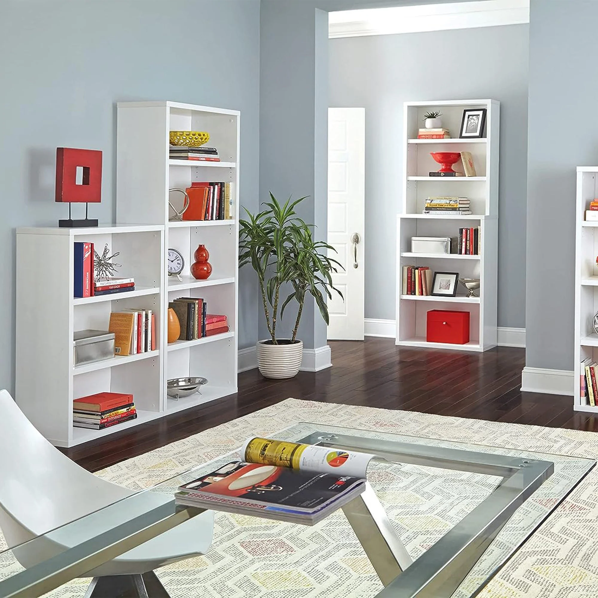 ClosetMaid 5 Tier Bookshelf with Adjustable Shelves and Closed Back Panel, White - Image 8