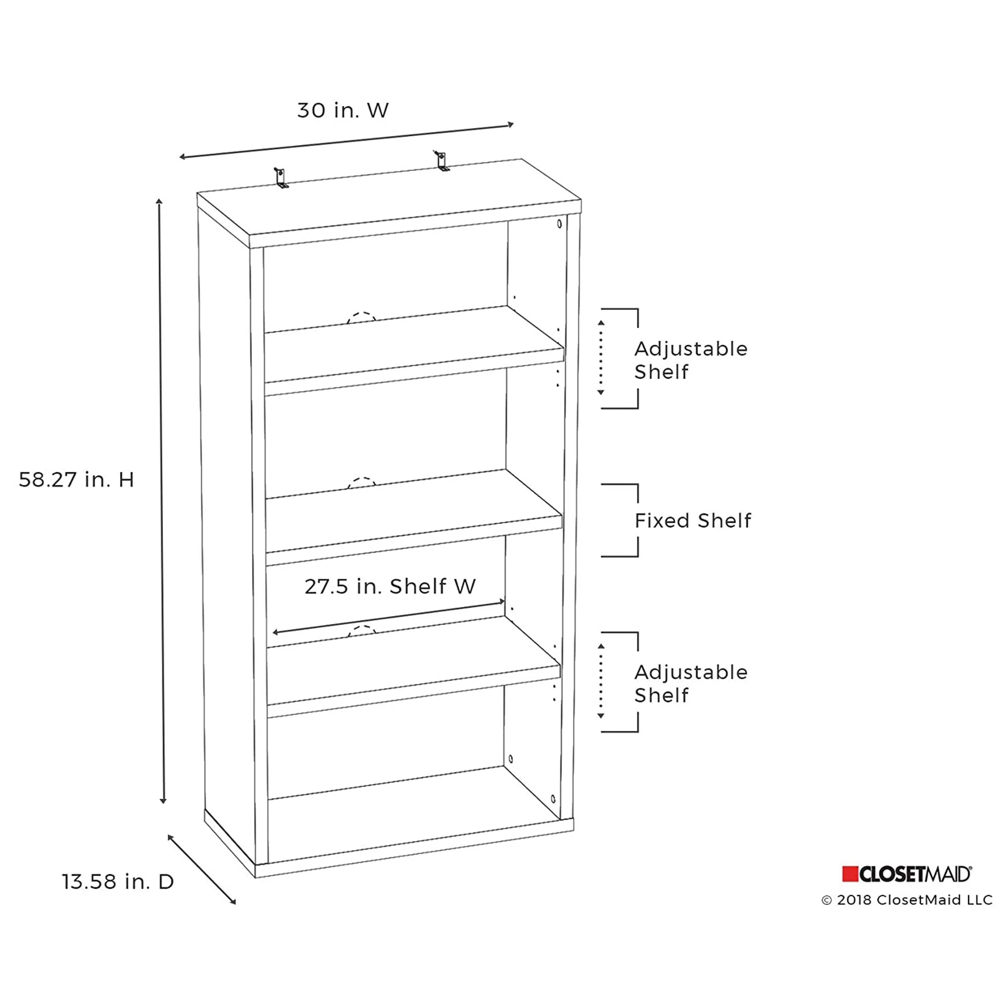 ClosetMaid Decorative Modern Rectangular 4 Tier Shelf Wooden Bookcase, White - Image 6