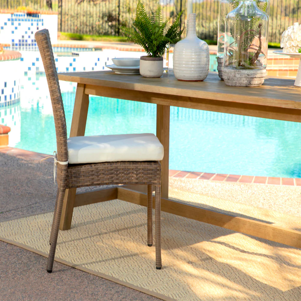 Coaster Sierra 6 Piece Eucalyptus Wooden Rectangular Outdoor Dining Set, Natural - Image 8