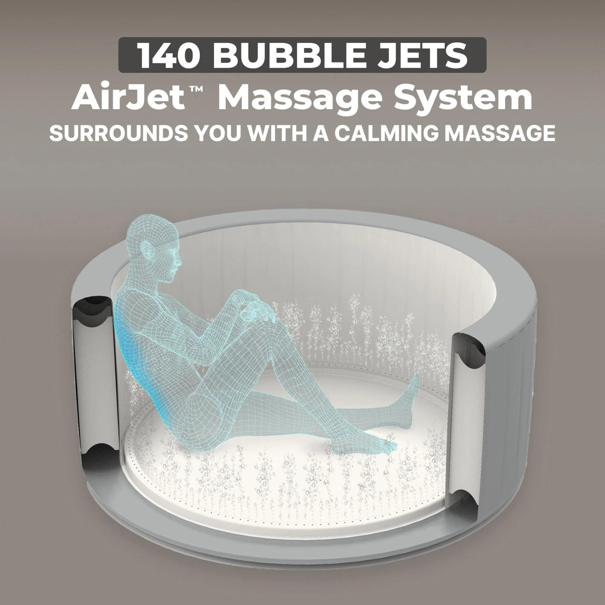 Coleman Atlantis AirJet Square Inflatable Hot Tub with EnergySense Cover, Blue - Image 7