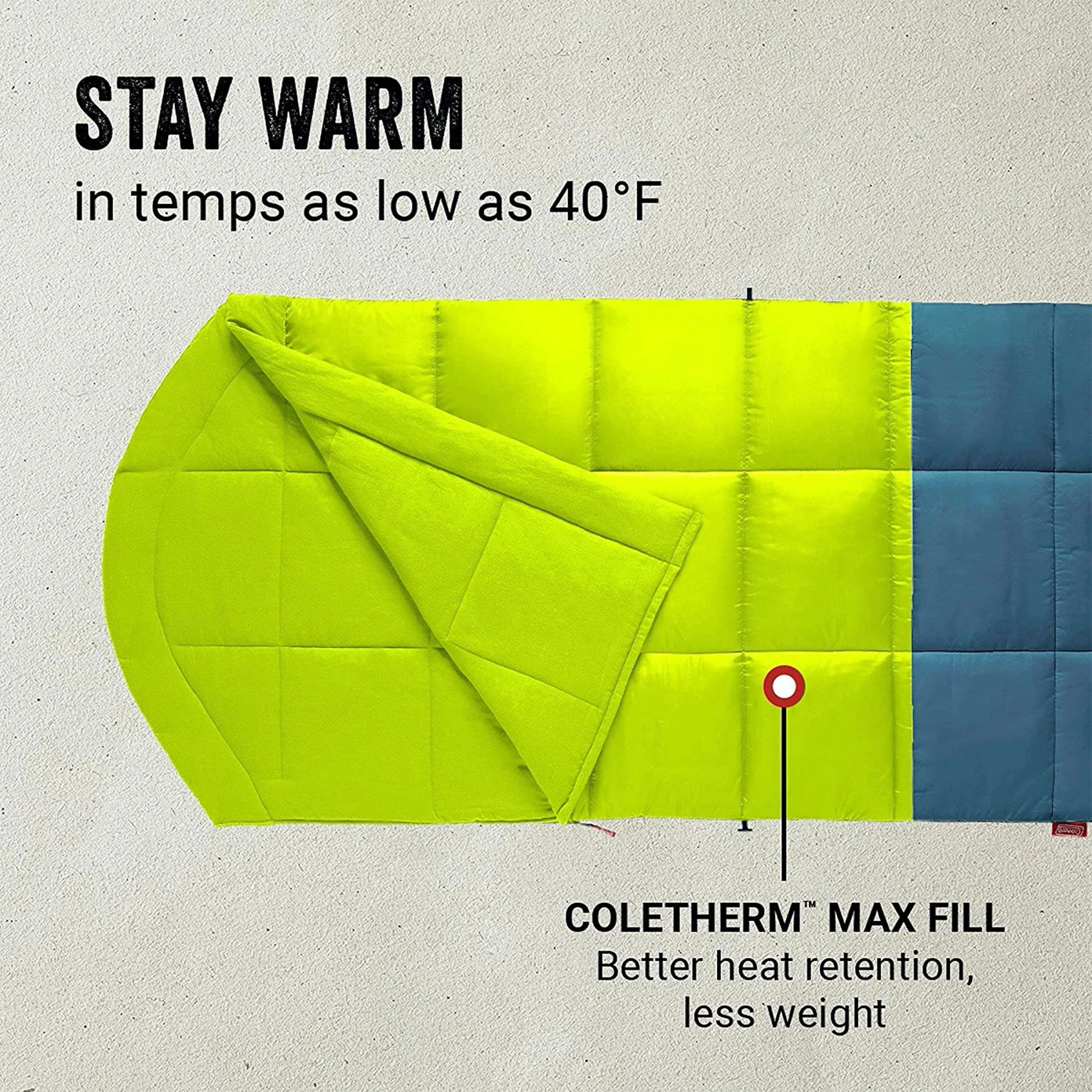 Coleman Kompact Thermolock 40 Fahrenheit Big Tall Contour Sleeping Bag (2 Pack) - Image 4