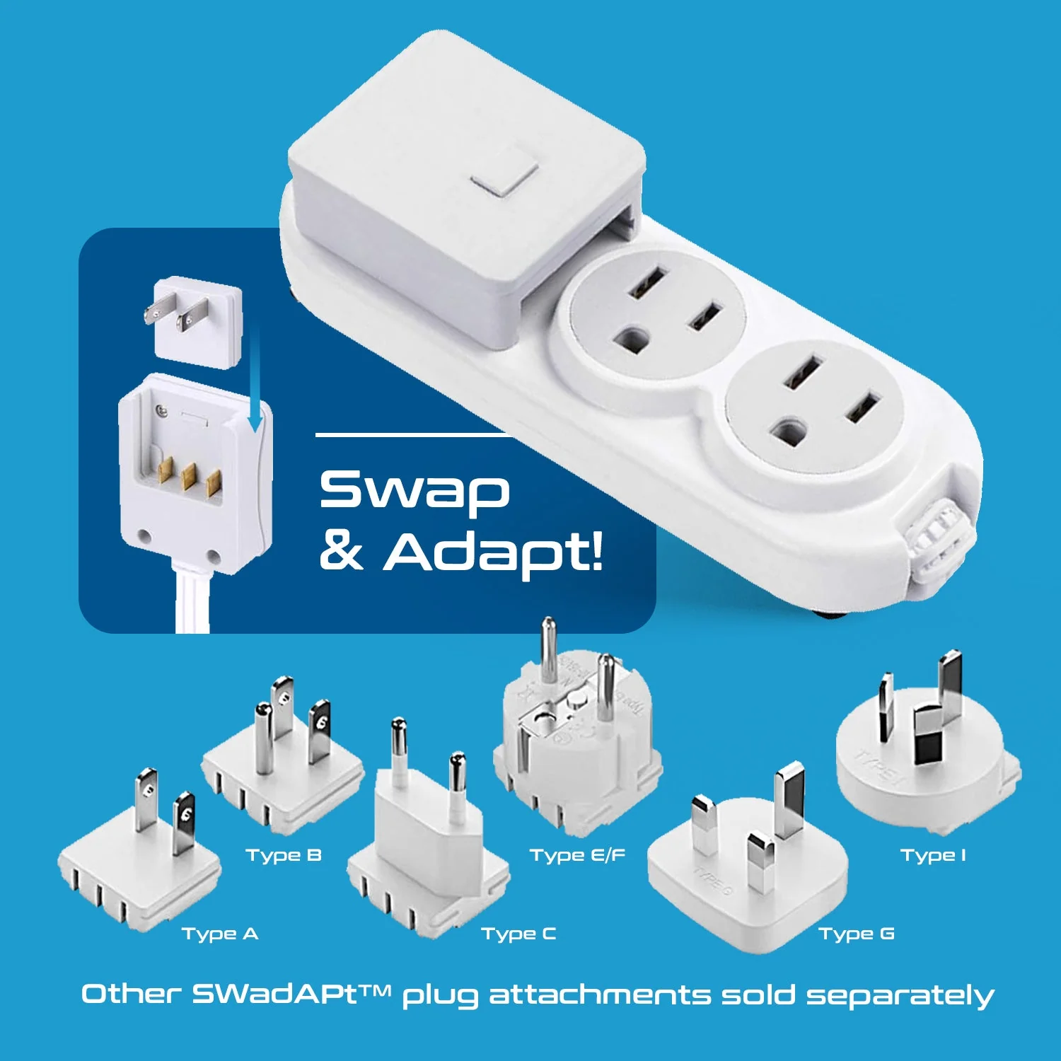Compact Travel Power Strip - 2 US Outlets, USB & USB-C Ports - Grounded (PS-2U+) - Image 4